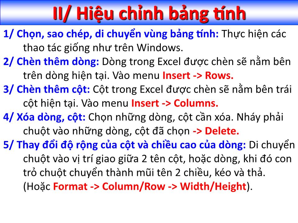 Bài giảng Tin học đại cương - Chương 5: Bảng tính điện tử Microsoft Excel trang 9