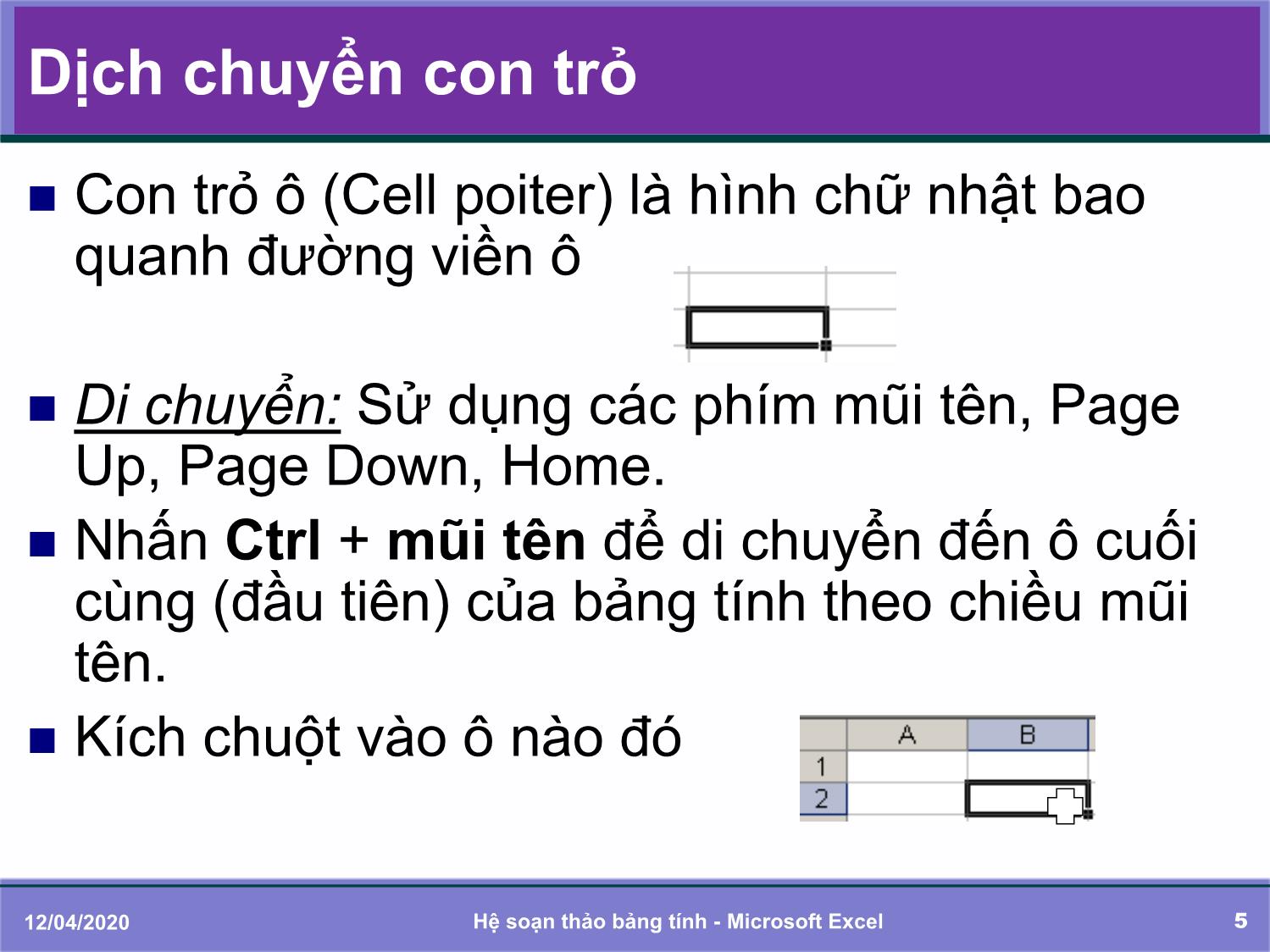 Bài giảng Tin học đại cương - Chương 5: Soạn thảo bảng tính với Microsoft Excel - Trần Thị Bích Phương trang 5