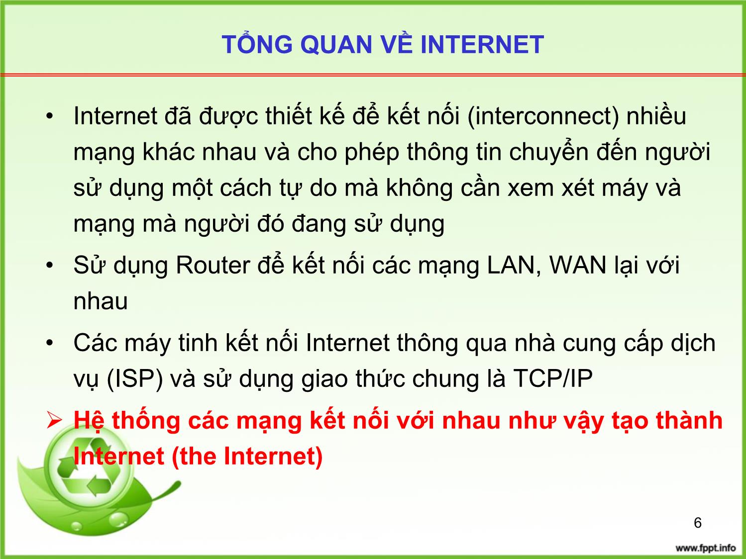 Bài giảng Tin học đại cương - Chương 6: Internet và các dịch vụ trên Internet - Trần Thị Bích Phương trang 6