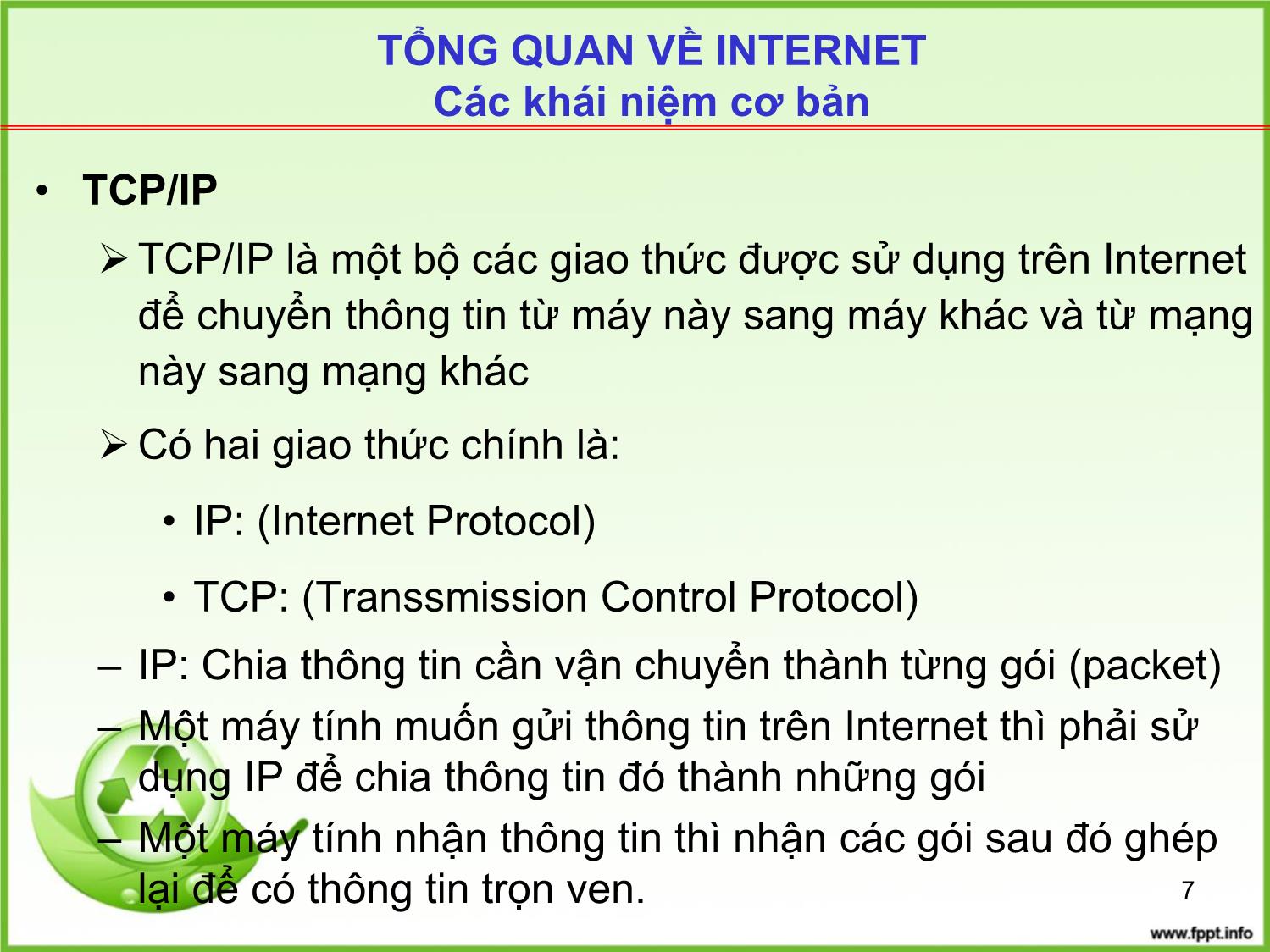 Bài giảng Tin học đại cương - Chương 6: Internet và các dịch vụ trên Internet - Trần Thị Bích Phương trang 7