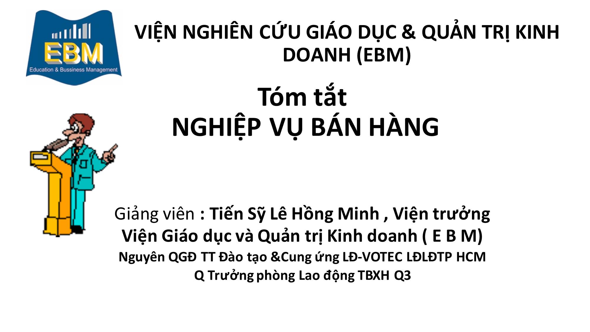 Bài giảng Nghiệp vụ bán hàng trang 1