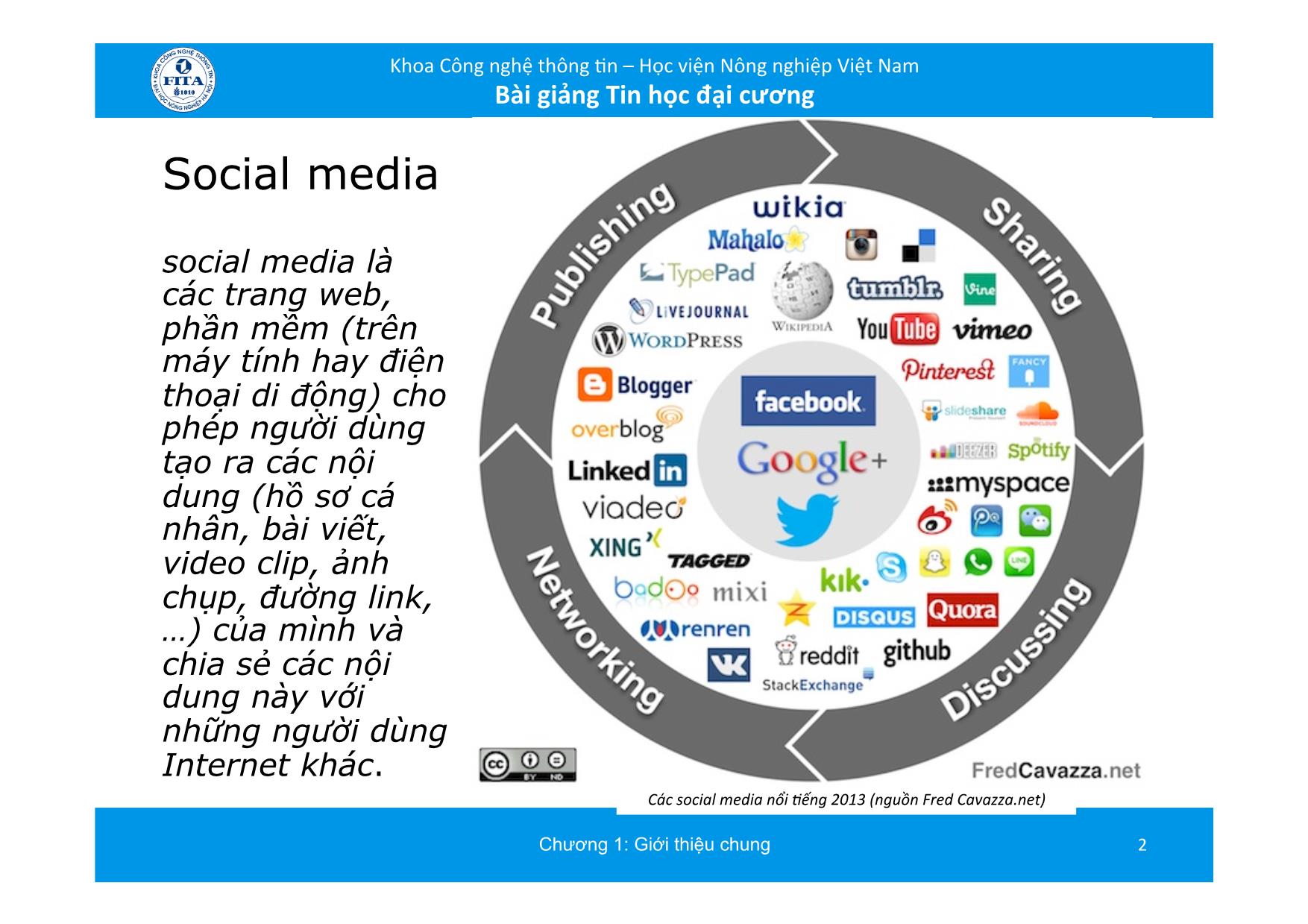 Bài giảng Tin học đại cương - Chương 7: Mạng xã hội và Truyền thông xã hội trang 2