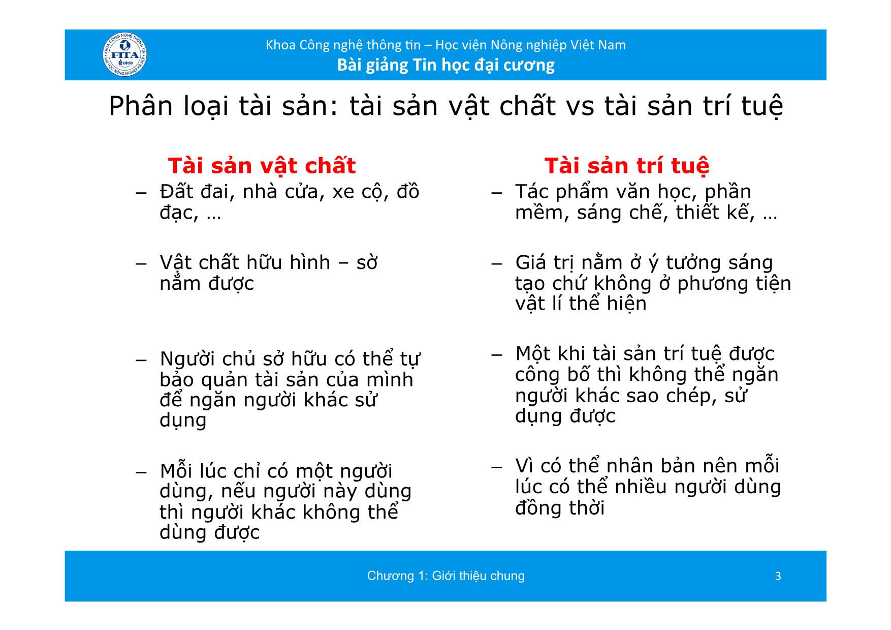 Bài giảng Tin học đại cương - Chương 8: Sở hữu trí tuệ (Các vấn đề xã hội của công nghệ thông tin) trang 3