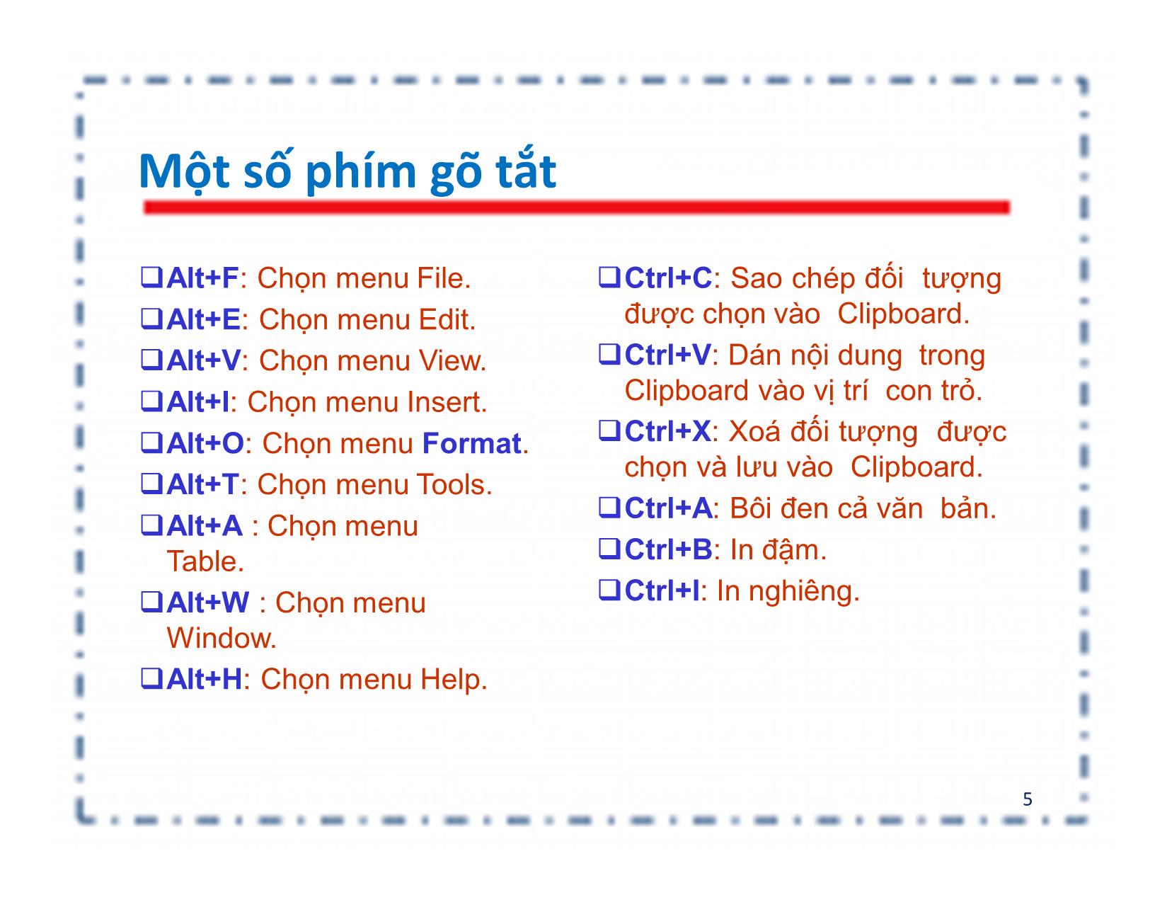 Bài giảng Tin học đại cương - Chương: Microsoft Word - Nguyễn Lê Minh trang 5