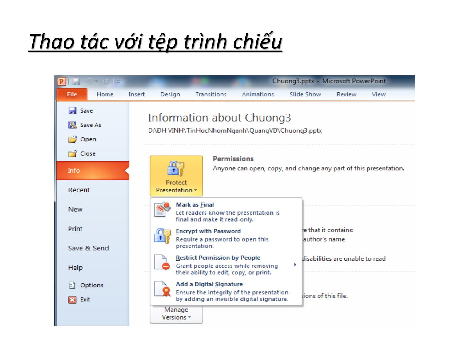 Bài giảng Tin học nhóm ngành Nông-Lâm-Ngư & Môi trường - Chương 3: Thiết kế bài trình chiếu (MS PowerPoint 2010) trang 10