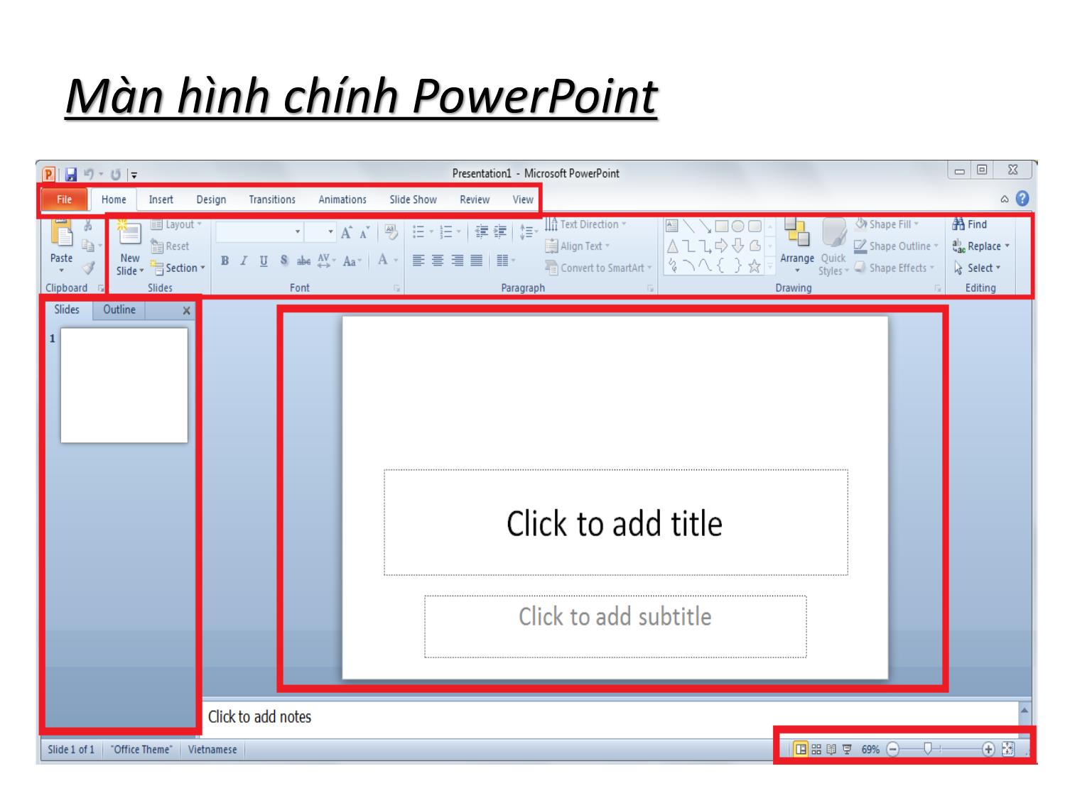 Bài giảng Tin học nhóm ngành Nông-Lâm-Ngư & Môi trường - Chương 3: Thiết kế bài trình chiếu (MS PowerPoint 2010) trang 7