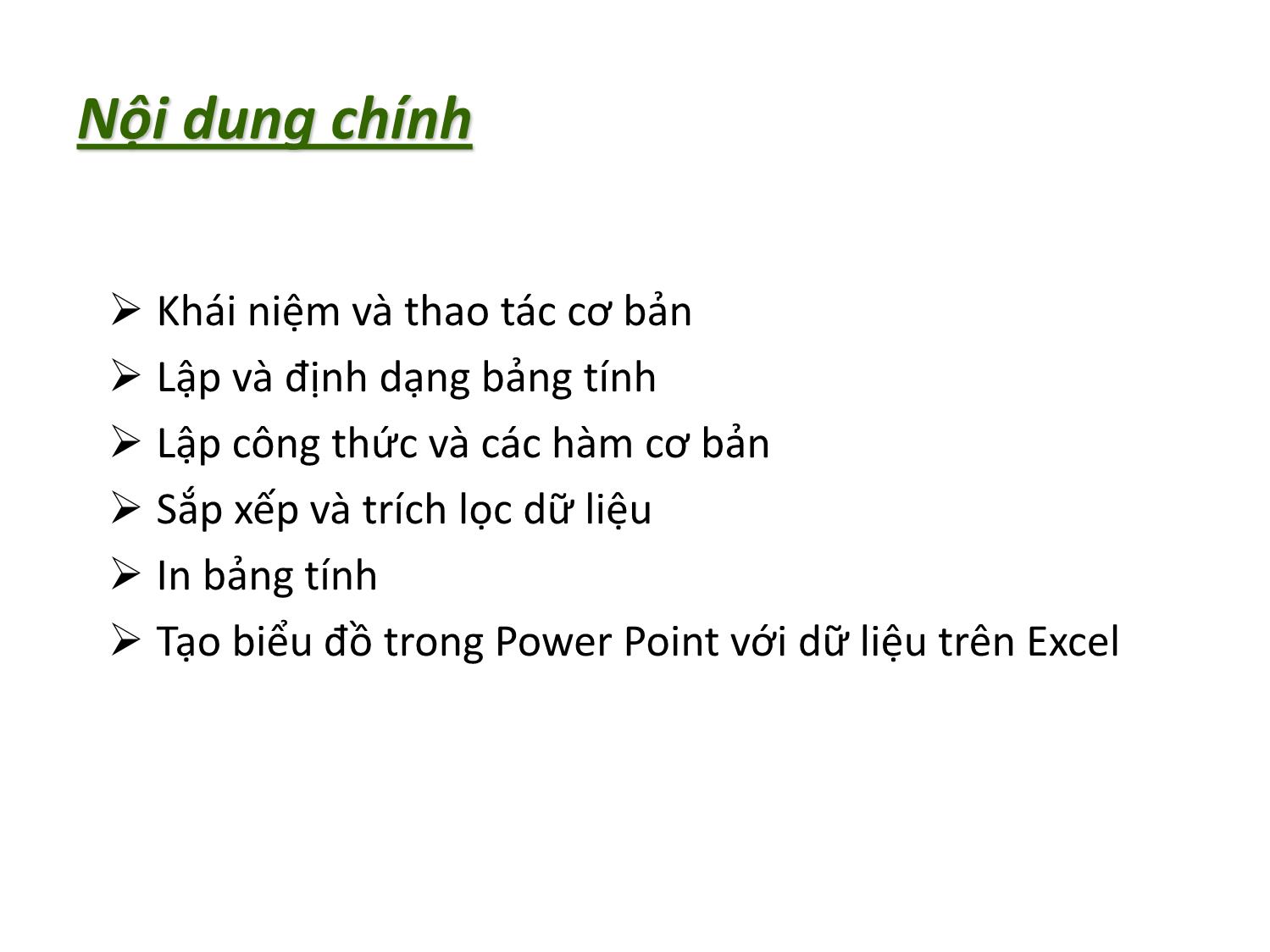 Bài giảng Tin học nhóm ngành Nông-Lâm-Ngư & Môi trường - Chương 4: Khai thác bảng tính điện tử (MS Excel 2010) trang 3