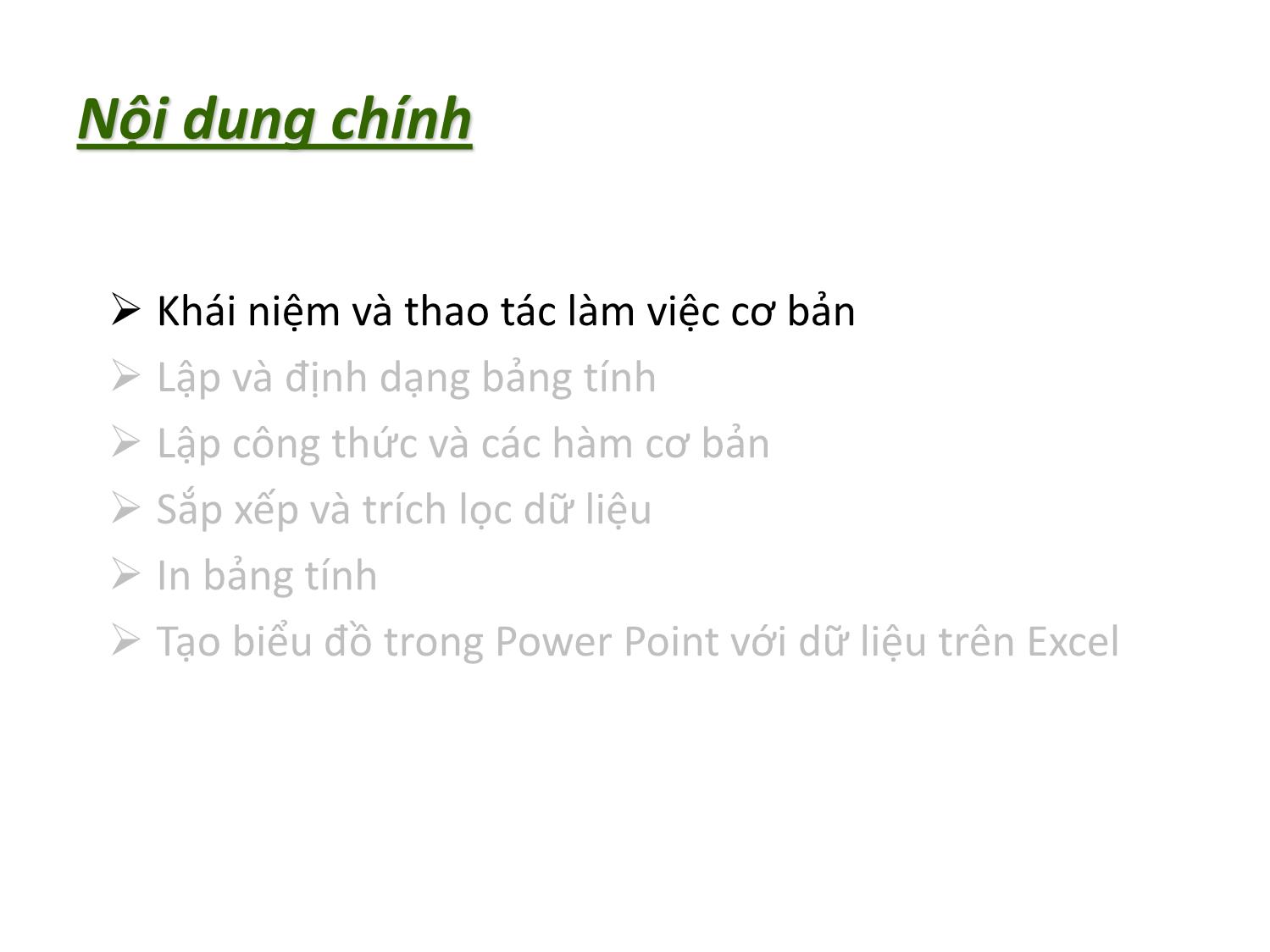 Bài giảng Tin học nhóm ngành Nông-Lâm-Ngư & Môi trường - Chương 4: Khai thác bảng tính điện tử (MS Excel 2010) trang 4