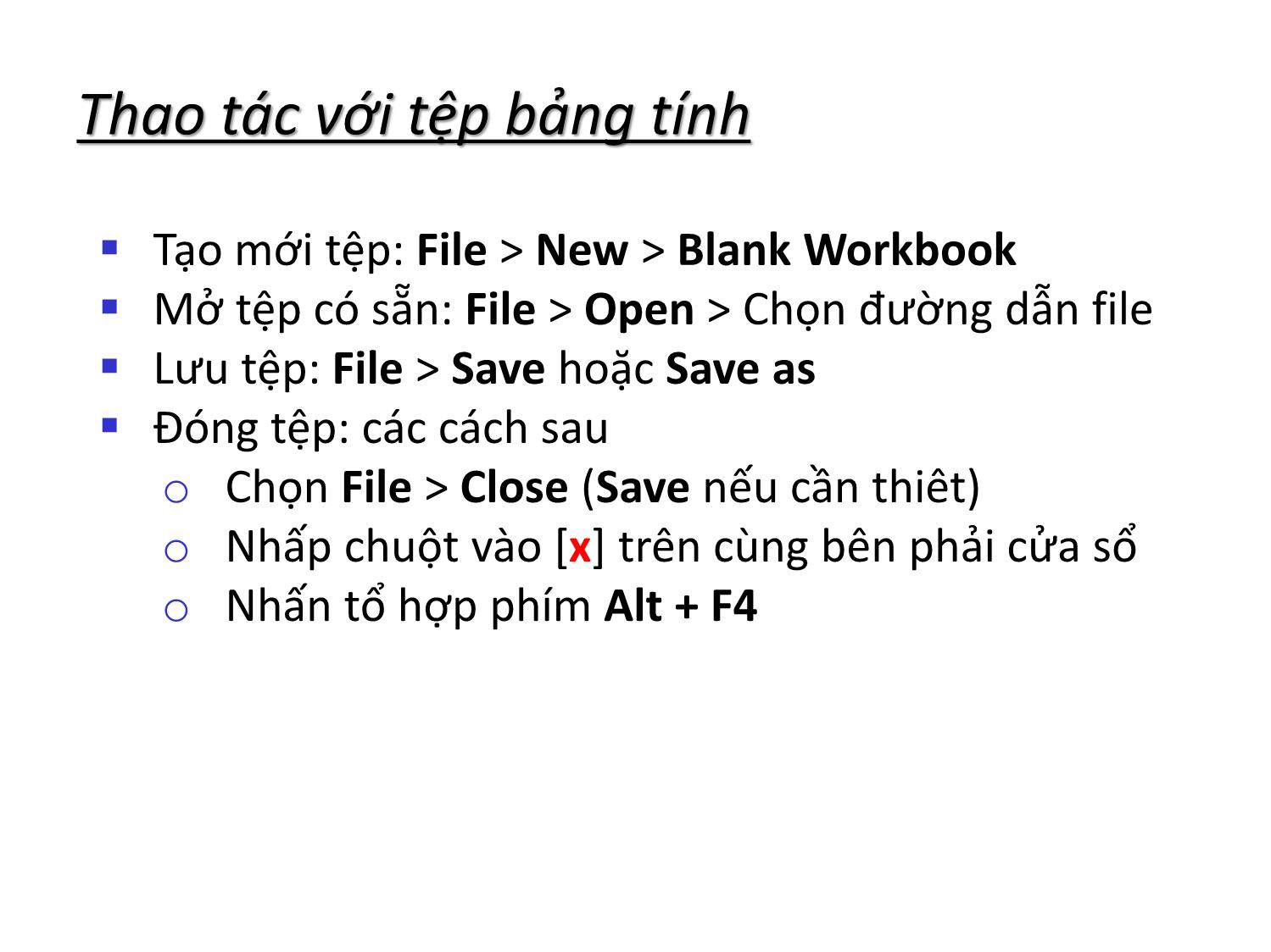 Bài giảng Tin học nhóm ngành Nông-Lâm-Ngư & Môi trường - Chương 4: Khai thác bảng tính điện tử (MS Excel 2010) trang 9