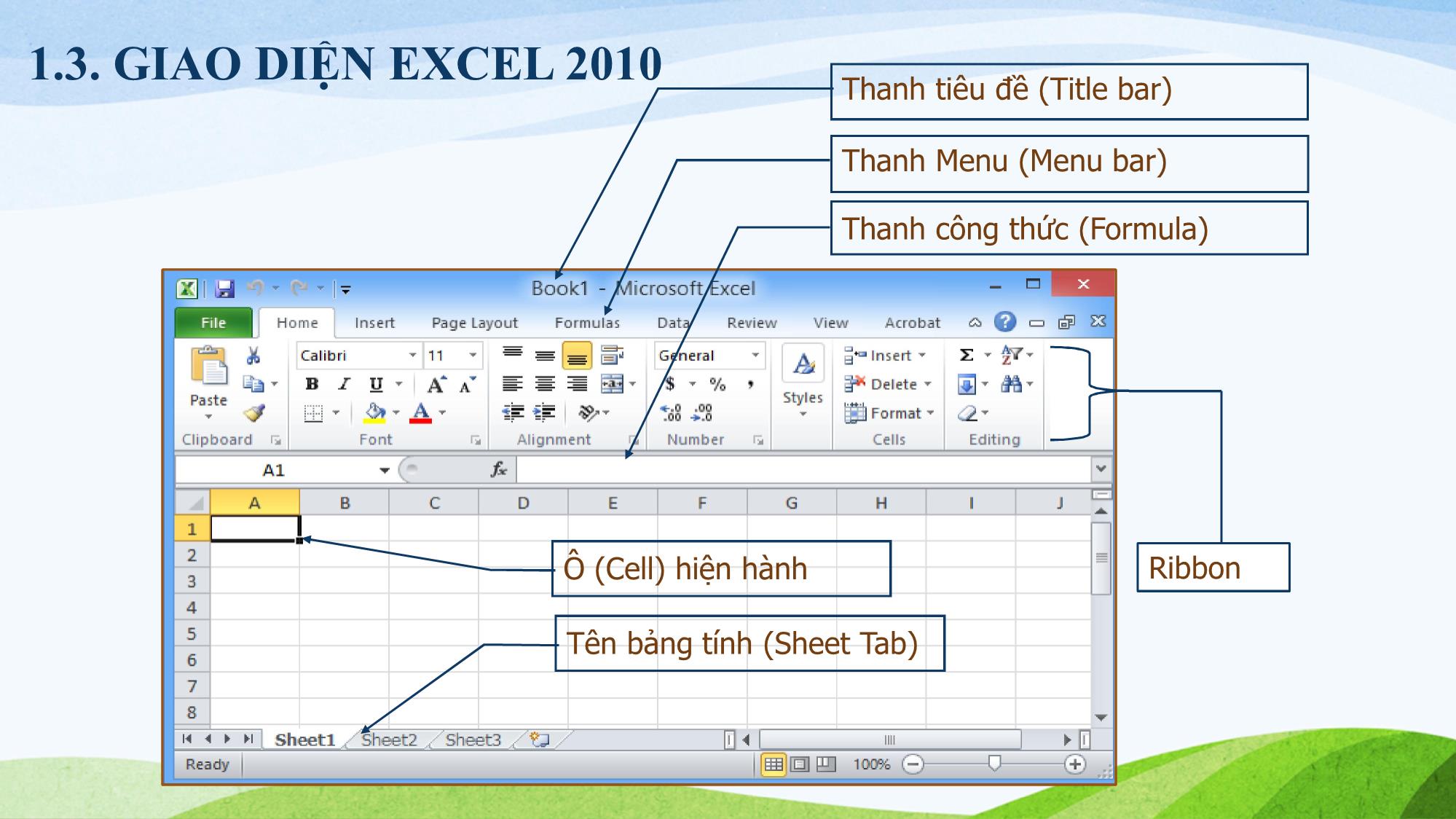 Bài giảng Tin học (Phần 2) - Chương 1: Làm quen với Microsoft Excel 2010 trang 5