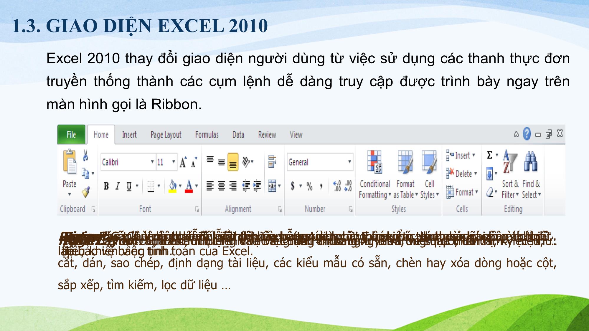 Bài giảng Tin học (Phần 2) - Chương 1: Làm quen với Microsoft Excel 2010 trang 6