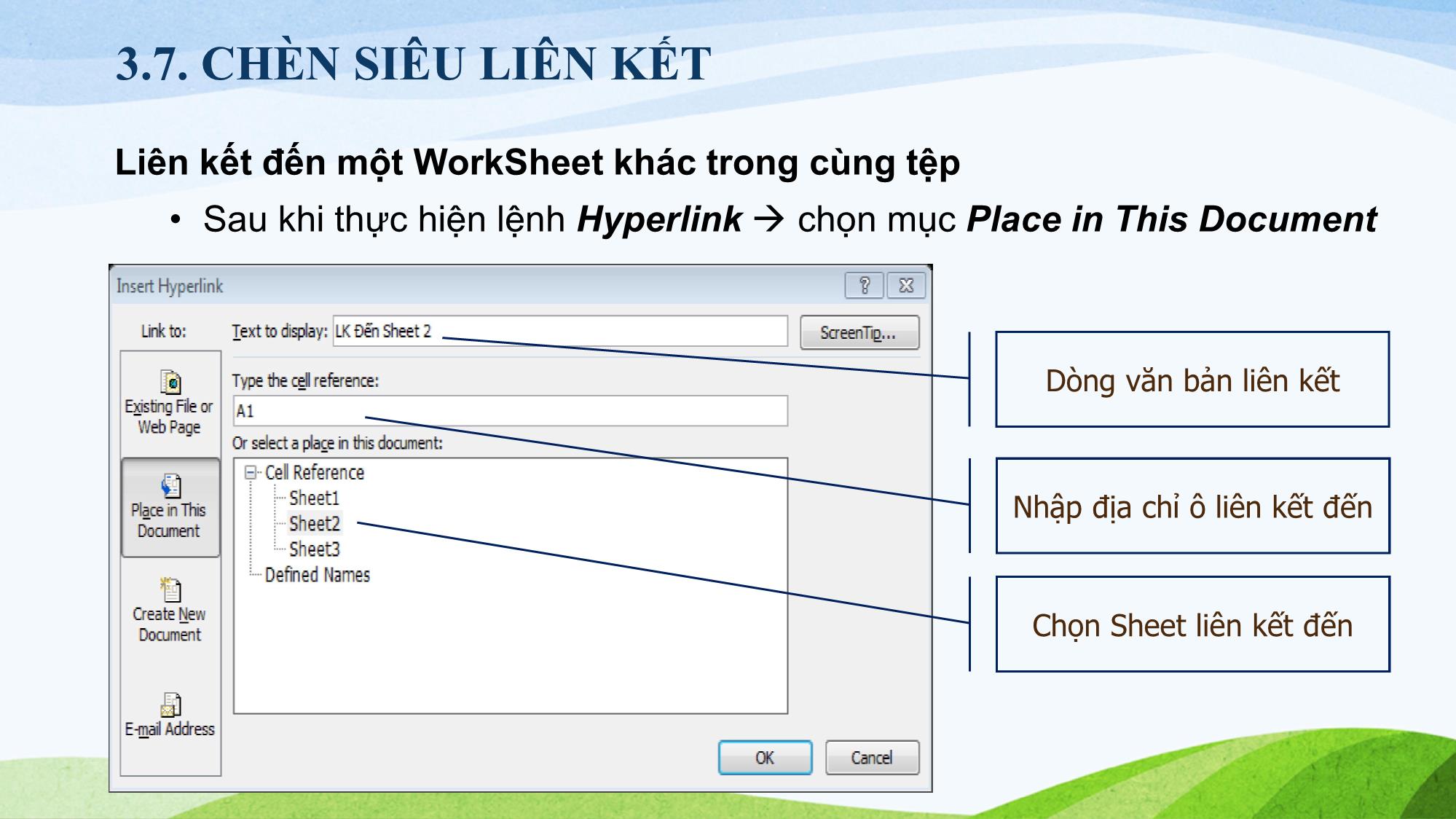 Bài giảng Tin học (Phần 2) - Chương 3: Tổ chức thông tin trên bảng tính trang 10