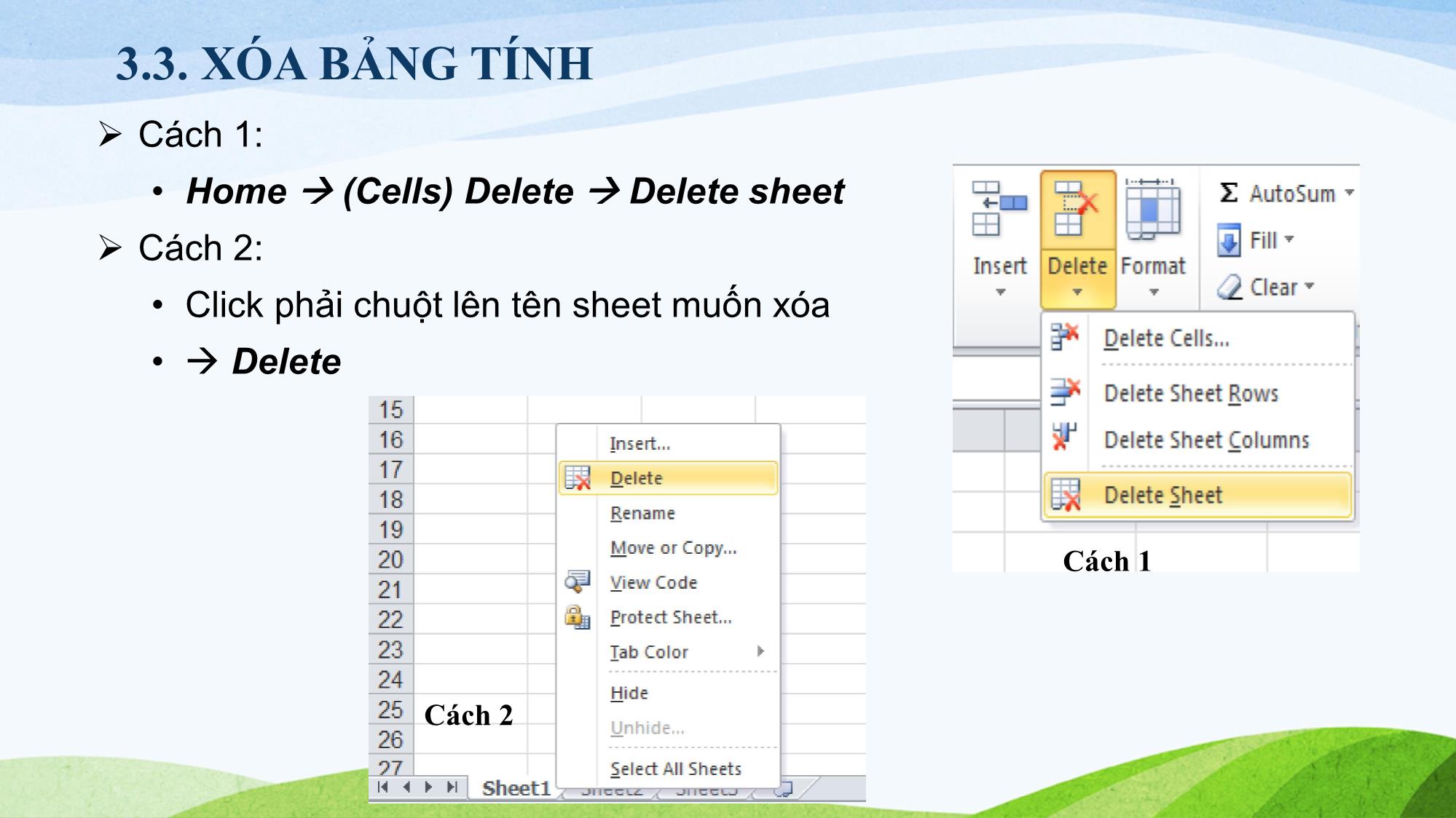 Bài giảng Tin học (Phần 2) - Chương 3: Tổ chức thông tin trên bảng tính trang 5