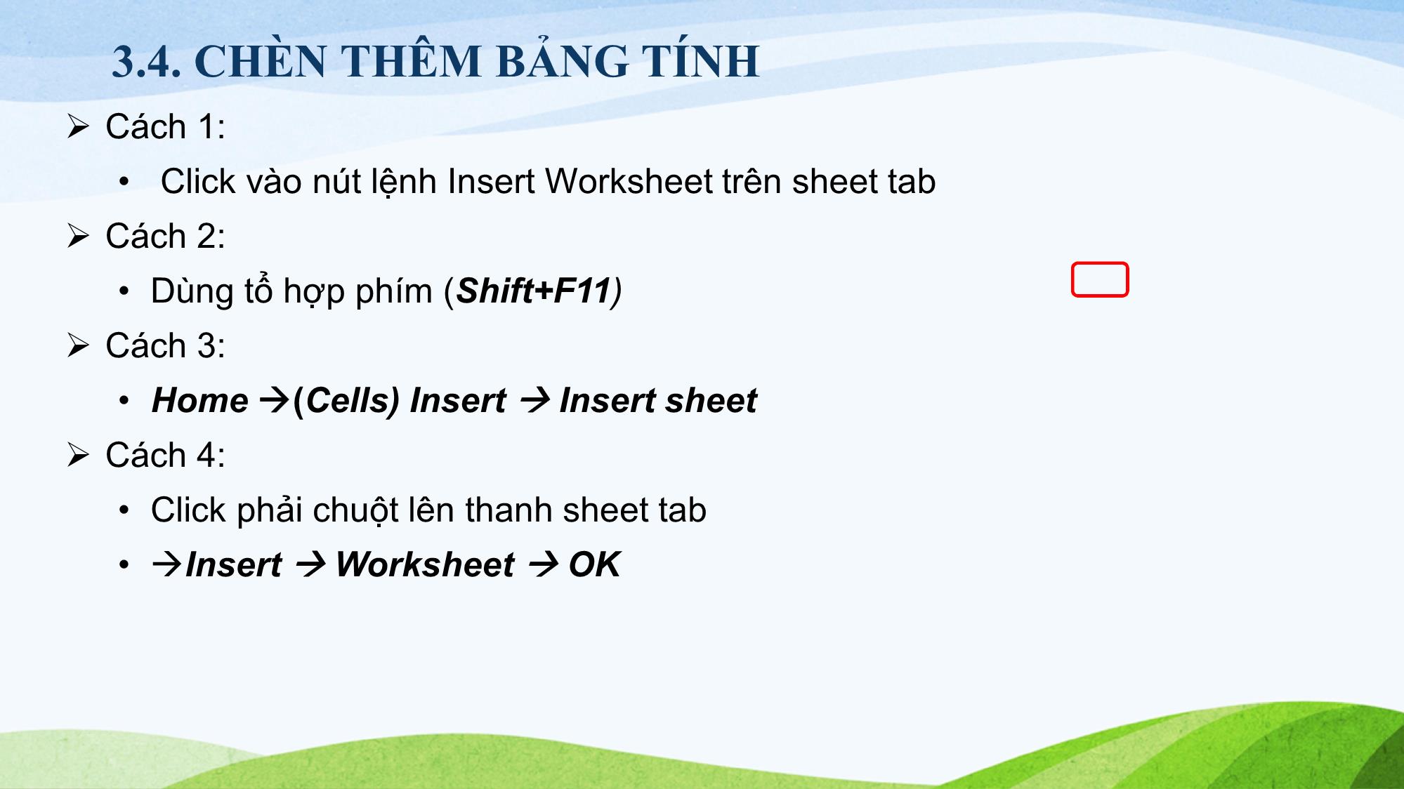 Bài giảng Tin học (Phần 2) - Chương 3: Tổ chức thông tin trên bảng tính trang 6