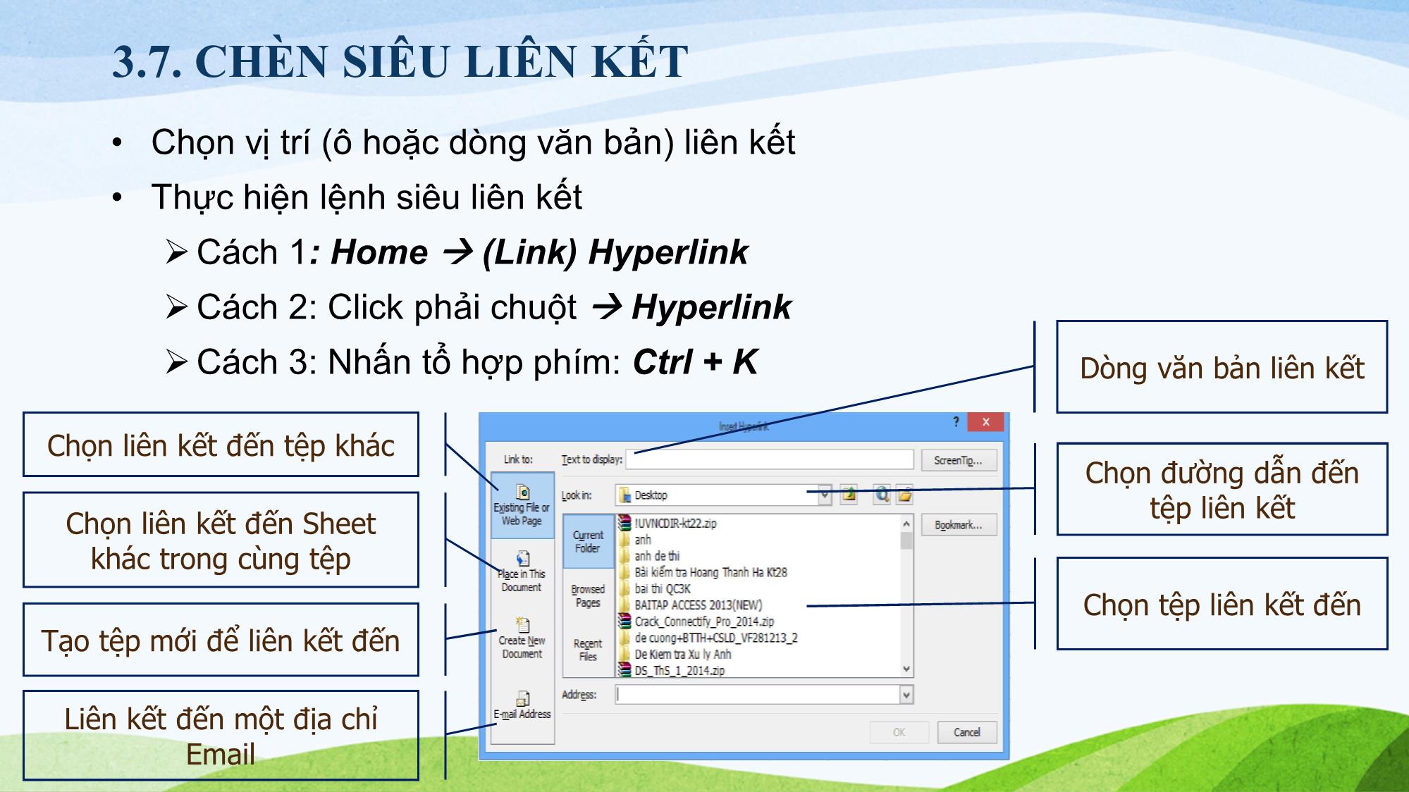 Bài giảng Tin học (Phần 2) - Chương 3: Tổ chức thông tin trên bảng tính trang 9