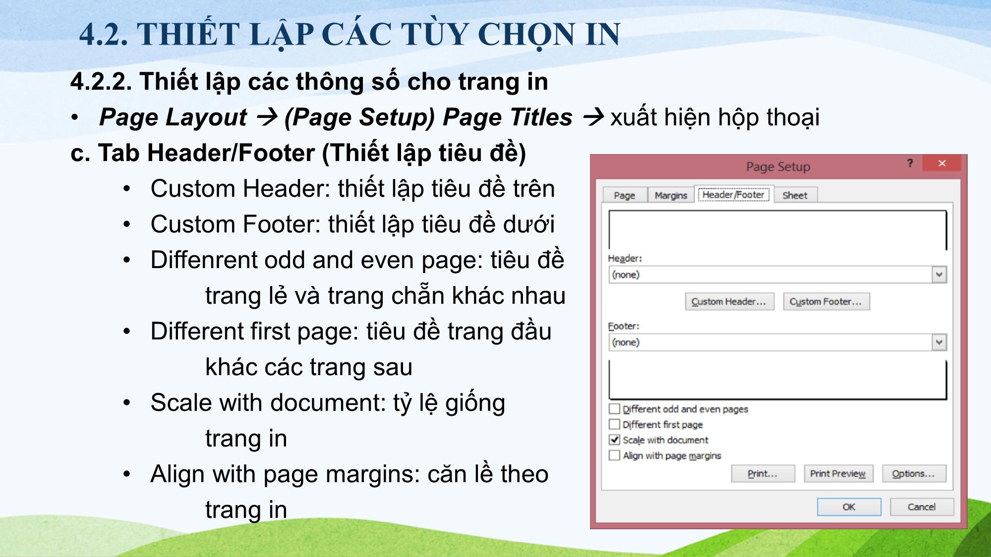 Bài giảng Tin học (Phần 2) - Chương 4: Các tùy chọn hữu ích trang 9