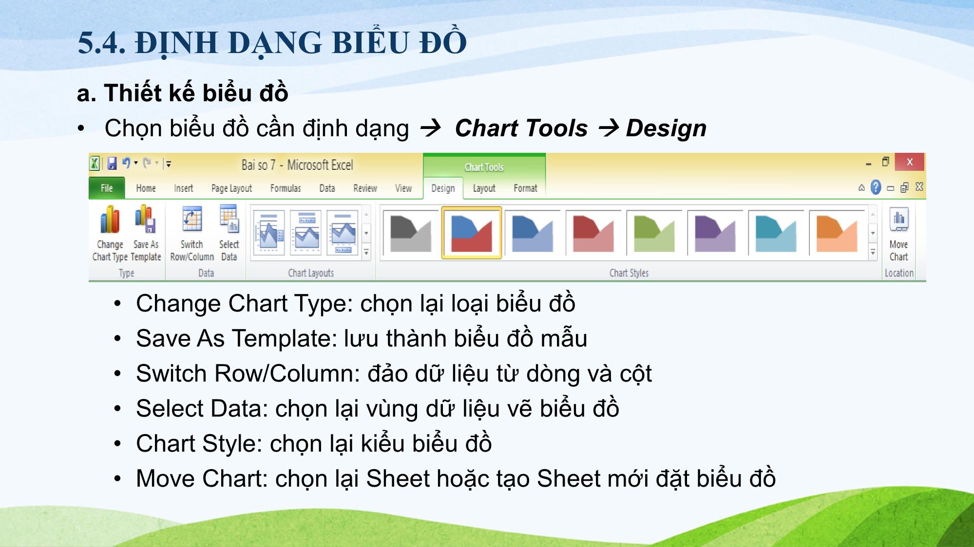 Bài giảng Tin học (Phần 2) - Chương 5: Tạo các biểu đồ trong bảng tính trang 8