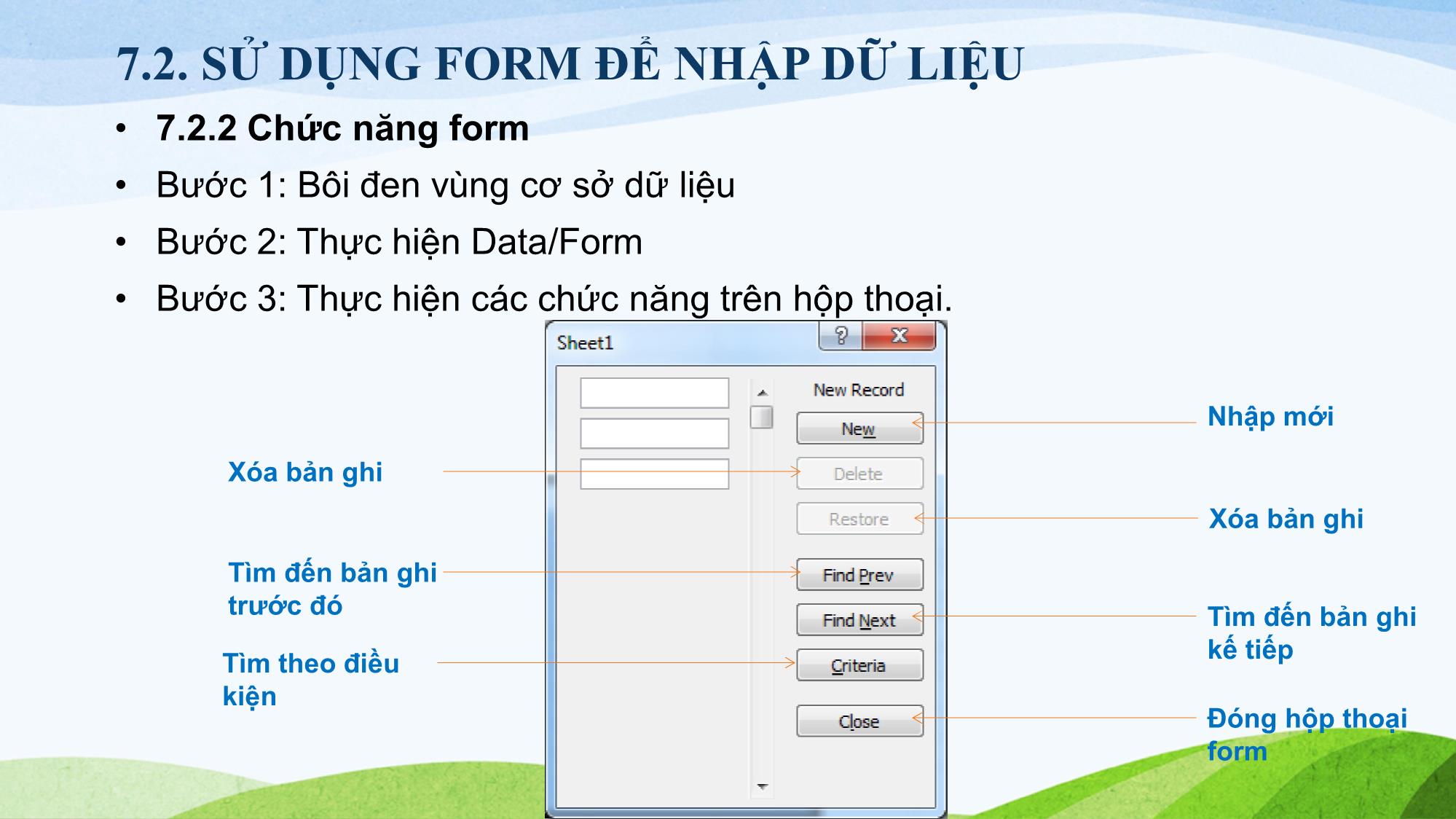 Bài giảng Tin học (Phần 2) - Chương 7: Cơ sở dữ liệu trong Excel trang 4