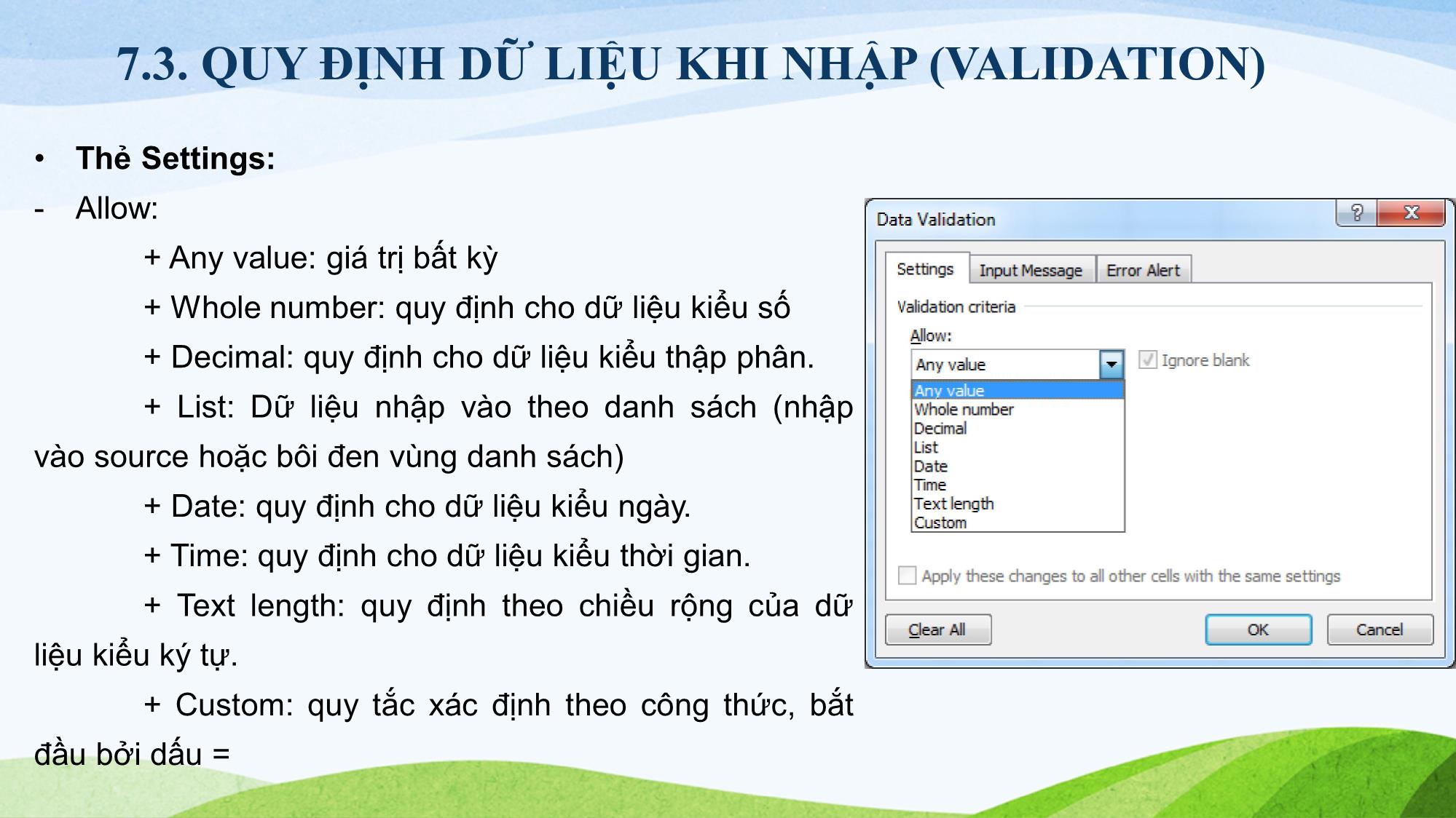 Bài giảng Tin học (Phần 2) - Chương 7: Cơ sở dữ liệu trong Excel trang 6