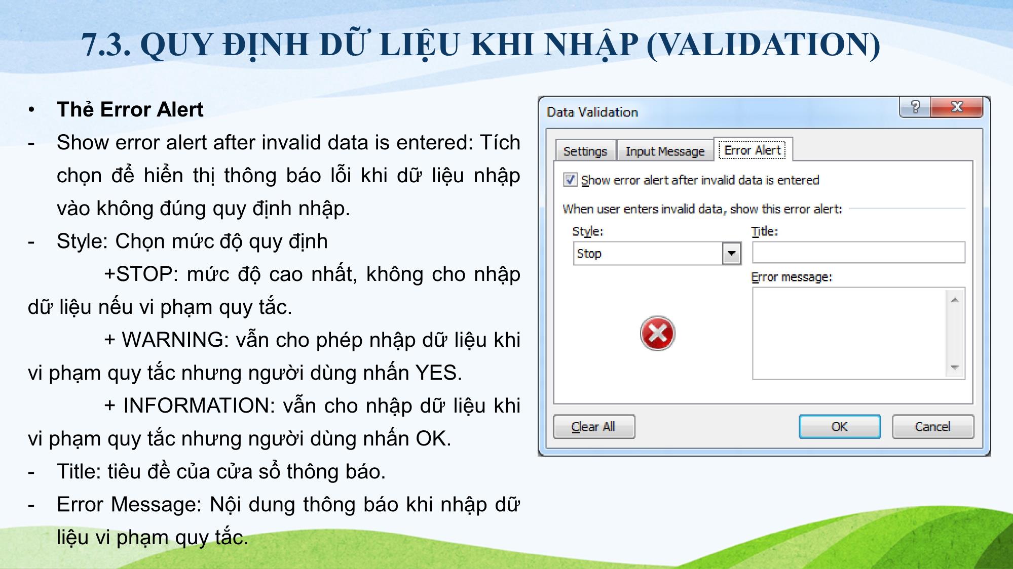 Bài giảng Tin học (Phần 2) - Chương 7: Cơ sở dữ liệu trong Excel trang 8