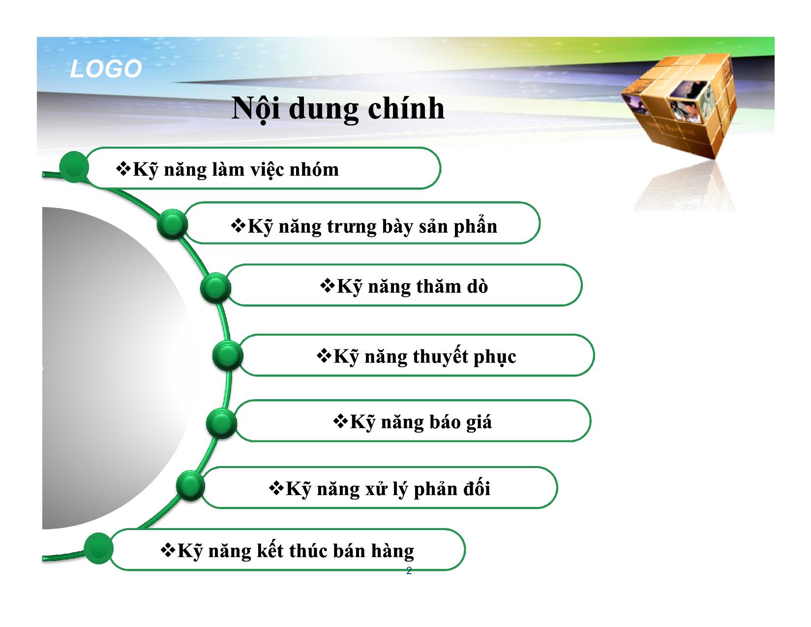 Bài giảng Đào tạo kỹ năng bán hàng - Chương 10: Chương trình đào tạo chuyên sâu về kỹ năng bán hàng trang 2