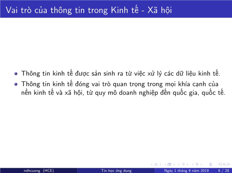 Bài giảng Tin học ứng dụng - Chương 1: Một số khái niệm cơ bản - Nguyễn Đình Hoa Cương trang 6