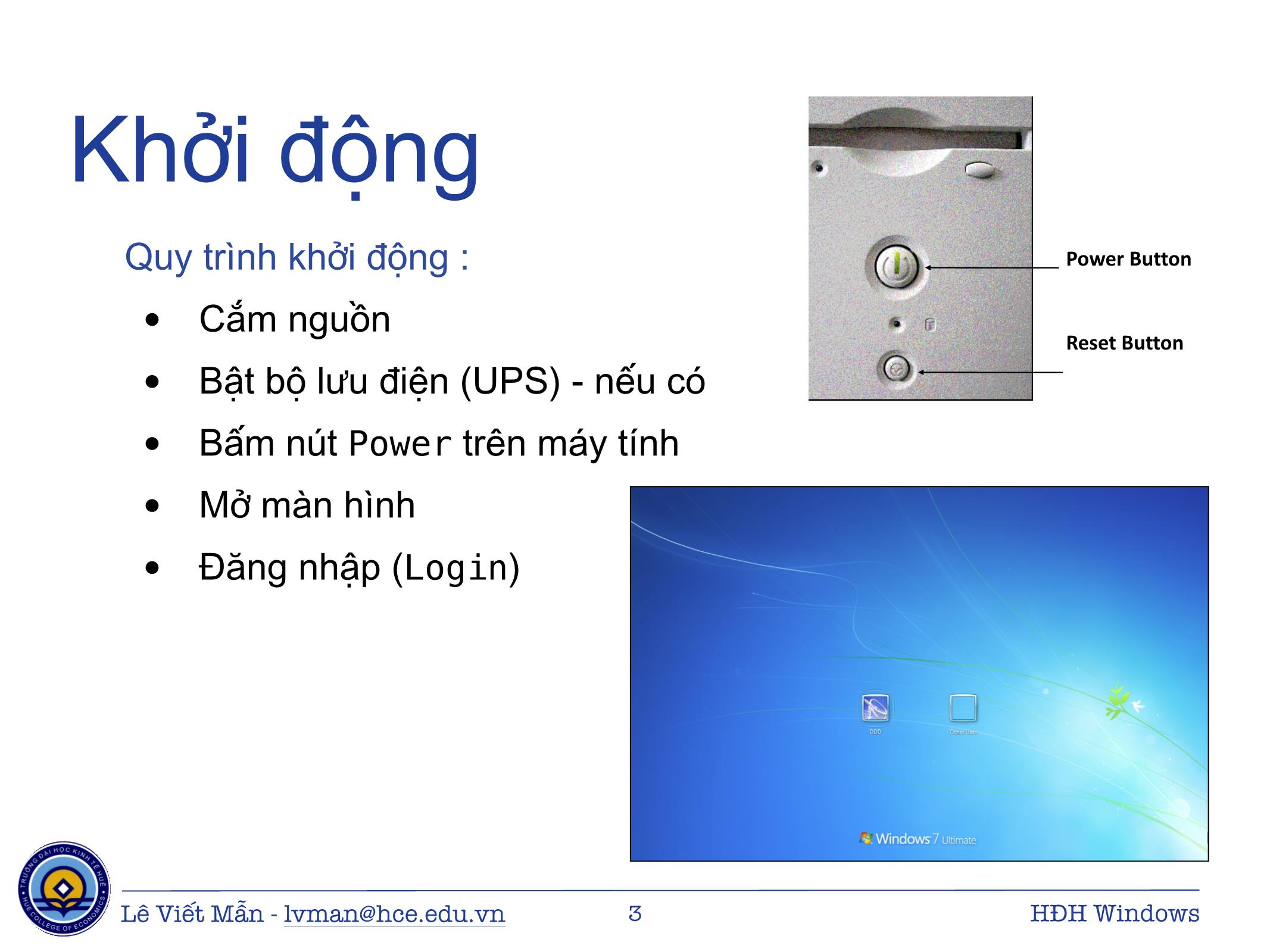 Bài giảng Tin học ứng dụng - Chương: Hệ điều hành Windows - Lê Viết Mẫn trang 3