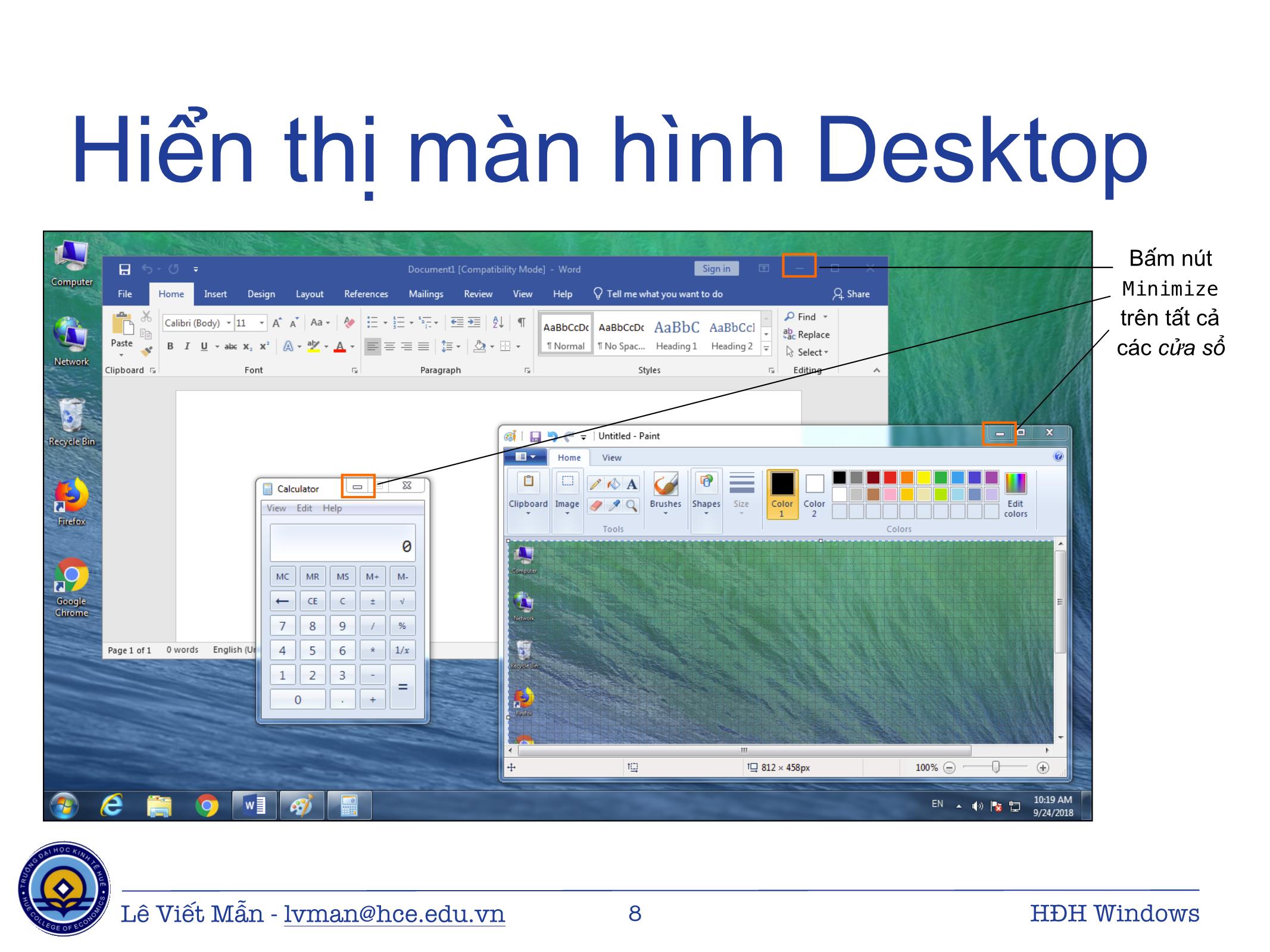 Bài giảng Tin học ứng dụng - Chương: Hệ điều hành Windows - Lê Viết Mẫn trang 8