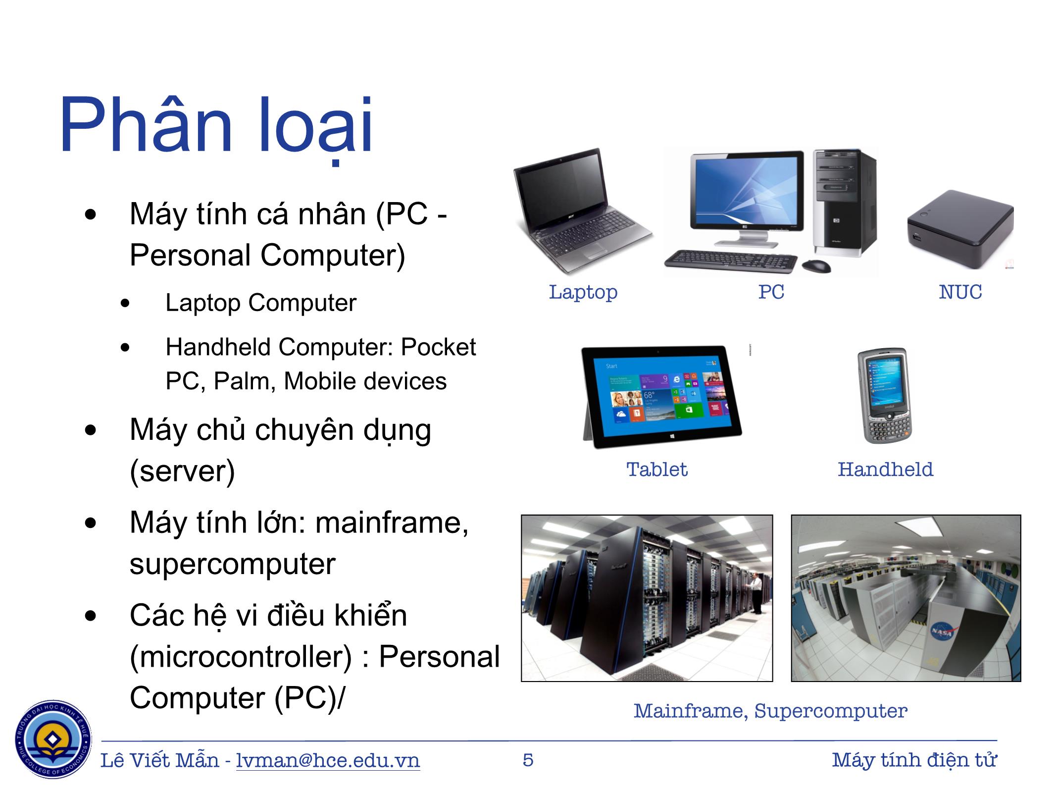 Bài giảng Tin học ứng dụng - Chương: Máy tính điện tử - Lê Viết Mẫn trang 5