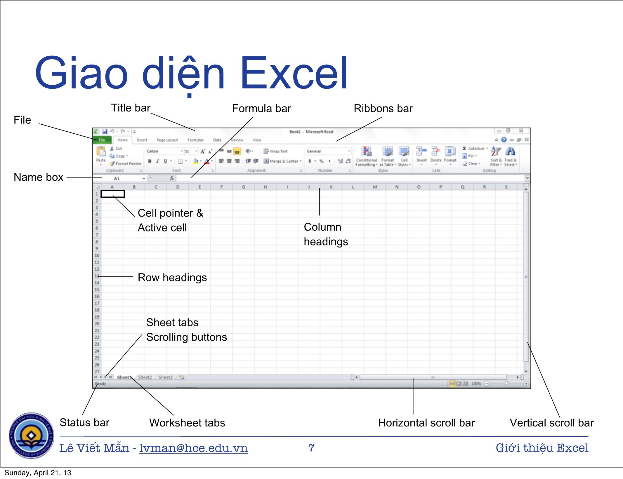 Bài giảng Tin học ứng dụng nâng cao - Chương: Giới thiệu bảng tính điện tử Excel - Lê Viết Mẫn (Mới) trang 7