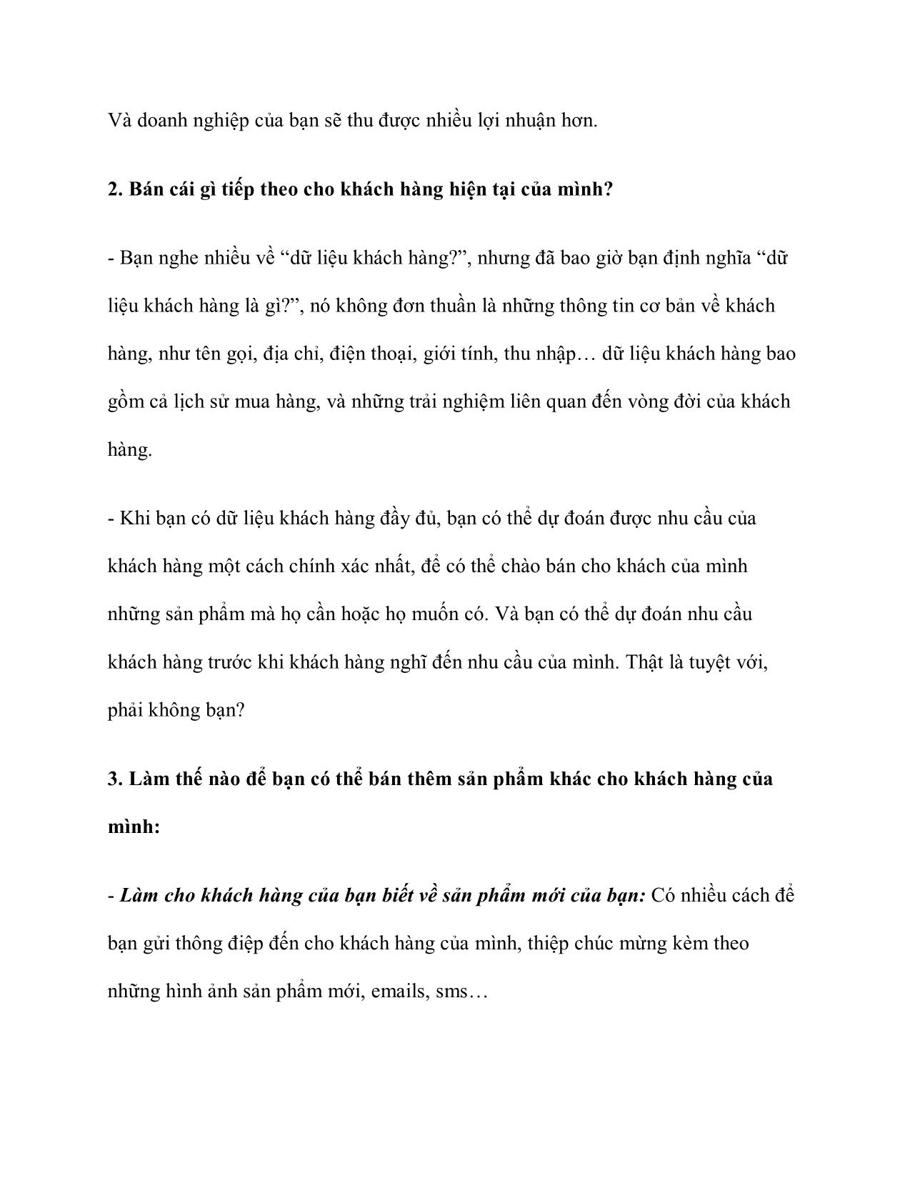 Tài liệu Làm thế nào để bán cho khách hàng hiện tại? - Phương châm của nhân viên bán hàng giỏi trang 3