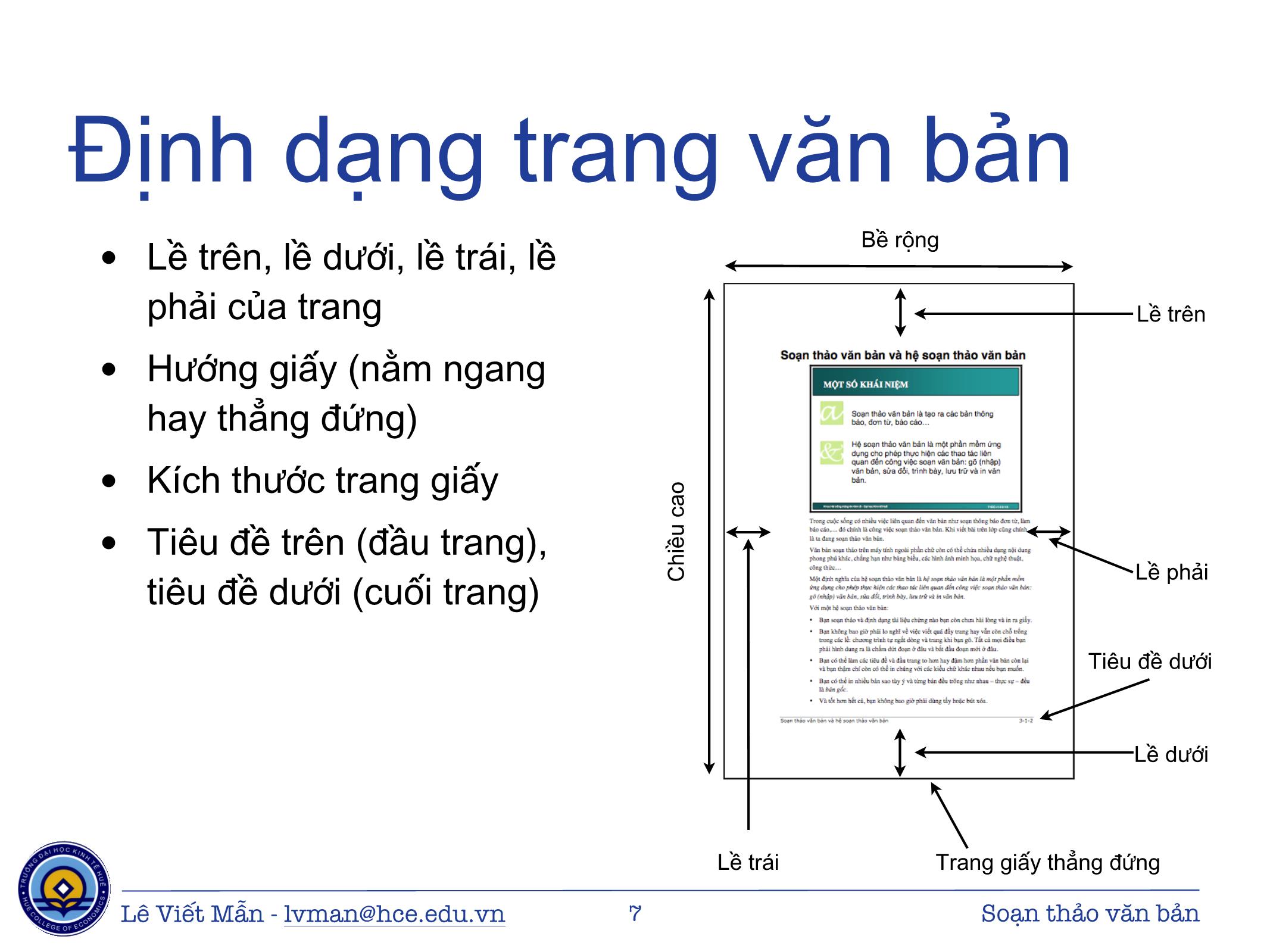 Bài giảng Tin học ứng dụng - Chương: Soạn thảo văn bản và Hệ soạn thảo văn bản - Lê Viết Mẫn trang 7