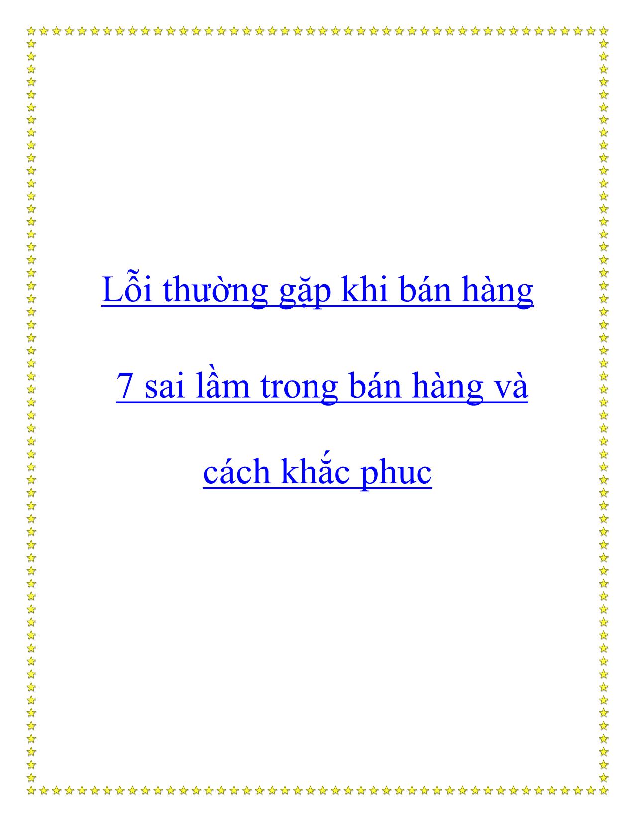 Tài liệu Lỗi thường gặp khi bán hàng 7 sai lầm trong bán hàng và cách khắc phuc trang 1