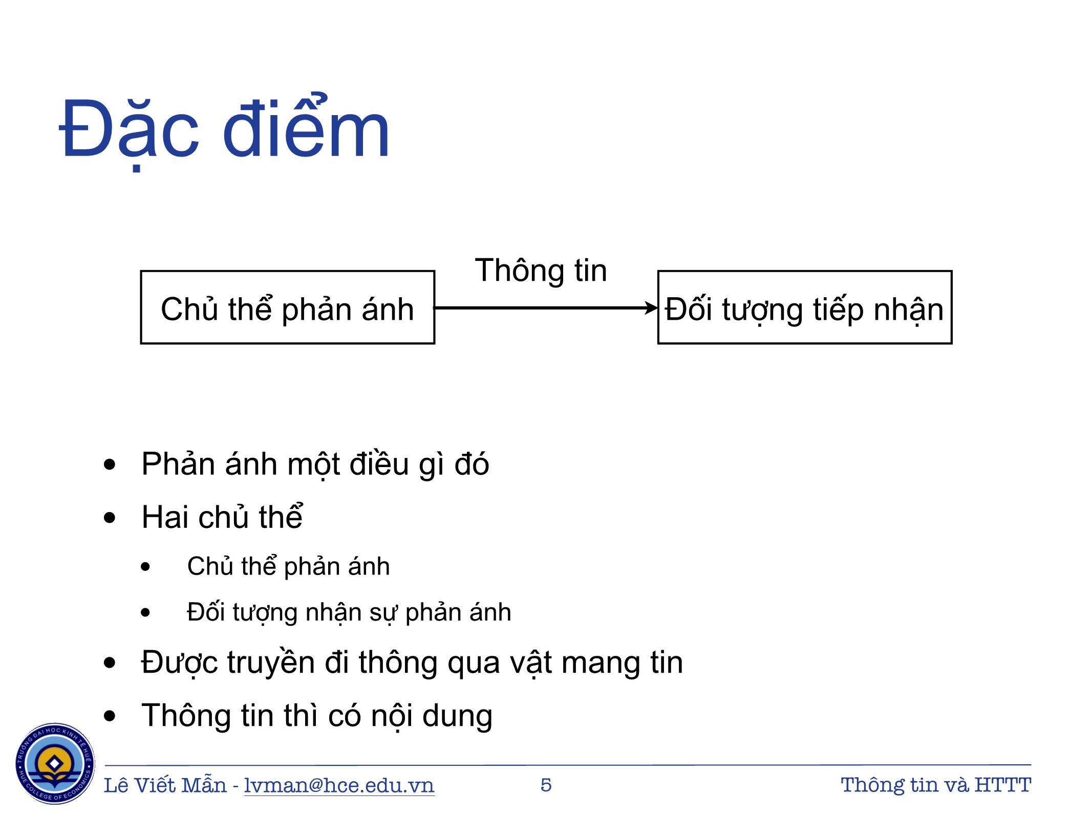 Bài giảng Tin học ứng dụng - Chương: Thông tin và Hệ thống thông tin - Lê Viết Mẫn trang 5