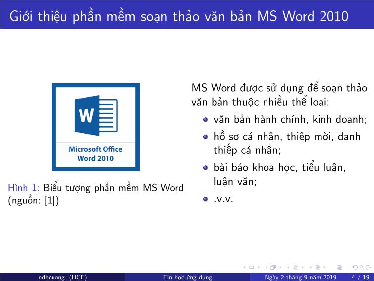 Bài giảng Tin học ứng dụng - Chương 3: Soạn thảo văn bản bằng MS Word - Nguyễn Đình Hoa Cương trang 4