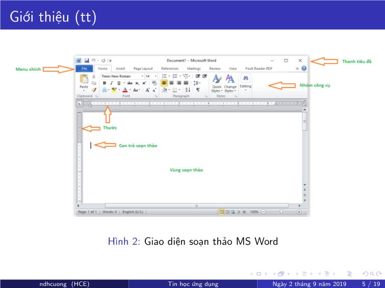 Bài giảng Tin học ứng dụng - Chương 3: Soạn thảo văn bản bằng MS Word - Nguyễn Đình Hoa Cương trang 5