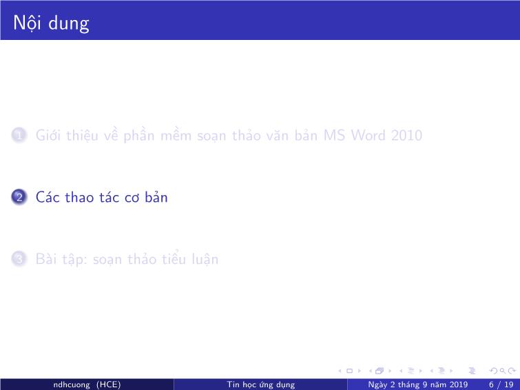 Bài giảng Tin học ứng dụng - Chương 3: Soạn thảo văn bản bằng MS Word - Nguyễn Đình Hoa Cương trang 6