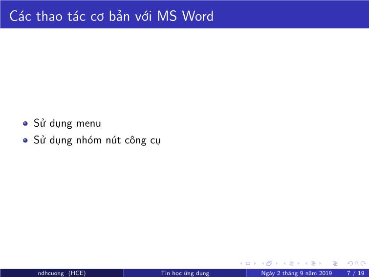 Bài giảng Tin học ứng dụng - Chương 3: Soạn thảo văn bản bằng MS Word - Nguyễn Đình Hoa Cương trang 7