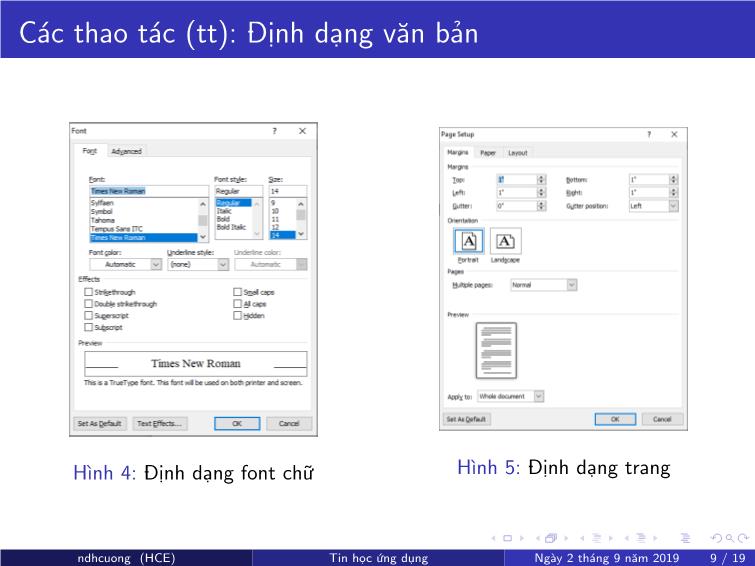 Bài giảng Tin học ứng dụng - Chương 3: Soạn thảo văn bản bằng MS Word - Nguyễn Đình Hoa Cương trang 9