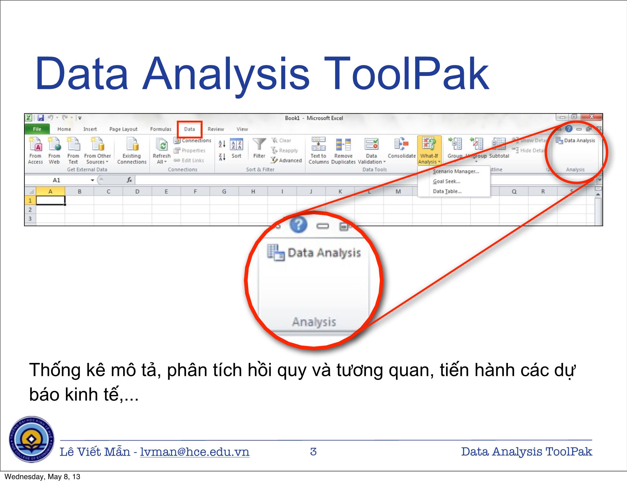 Bài giảng Tin học ứng dụng nâng cao - Chương: Công cụ phân tích số liệu - Lê Viết Mẫn trang 3