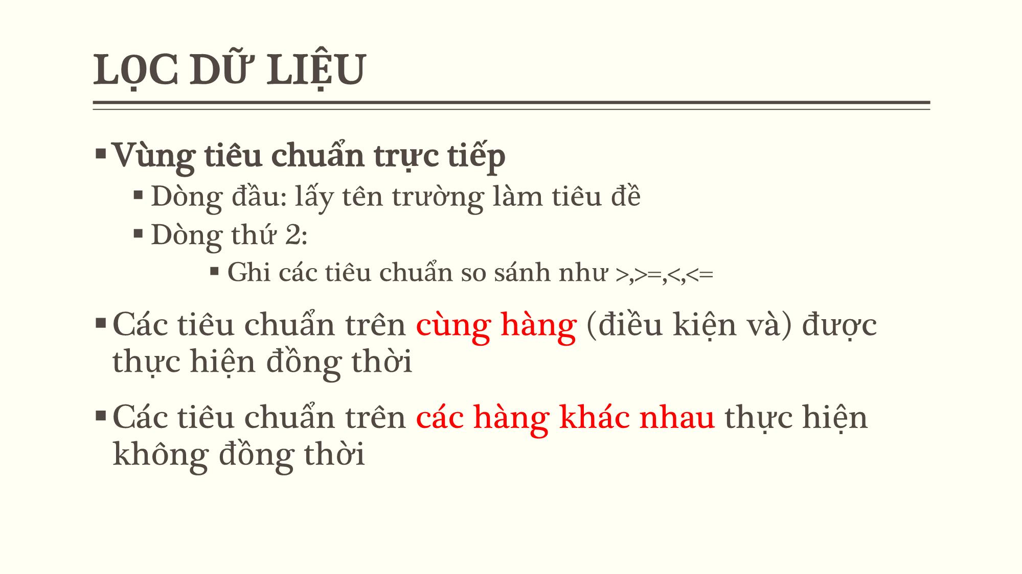 Bài giảng Tin học văn phòng - Bài 12: Quản trị dữ liệu - Nguyễn Thị Phương Thảo trang 10