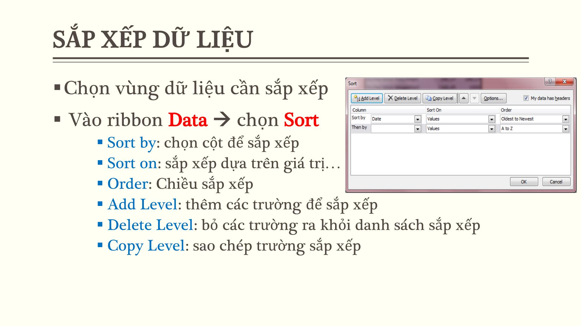 Bài giảng Tin học văn phòng - Bài 12: Quản trị dữ liệu - Nguyễn Thị Phương Thảo trang 4