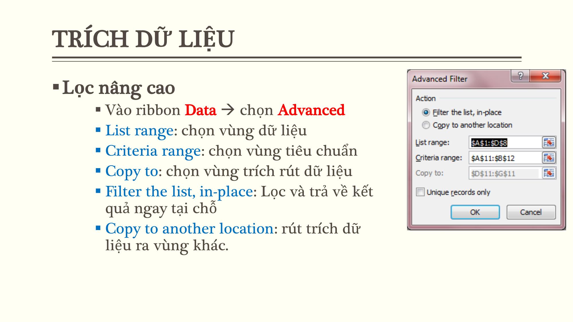 Bài giảng Tin học văn phòng - Bài 12: Quản trị dữ liệu - Nguyễn Thị Phương Thảo trang 7