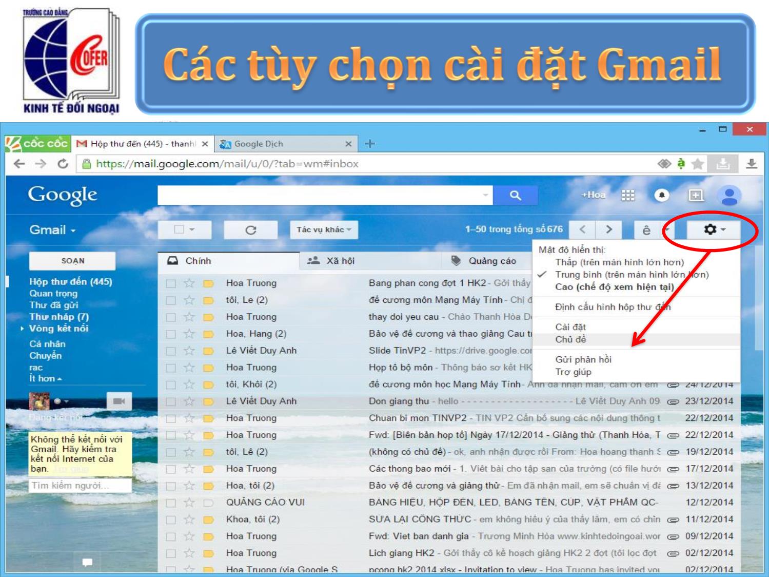 Bài giảng Tin học văn phòng - Chương 2: Sử dụng Email - Hoàng Thanh Hòa trang 8