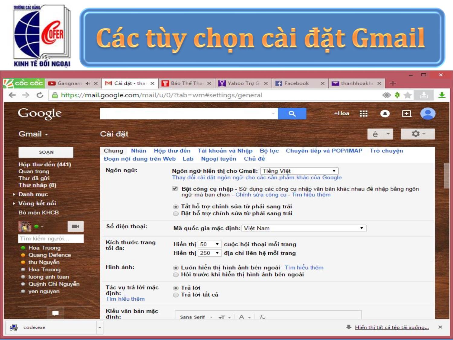 Bài giảng Tin học văn phòng - Chương 2: Sử dụng Email - Hoàng Thanh Hòa trang 9