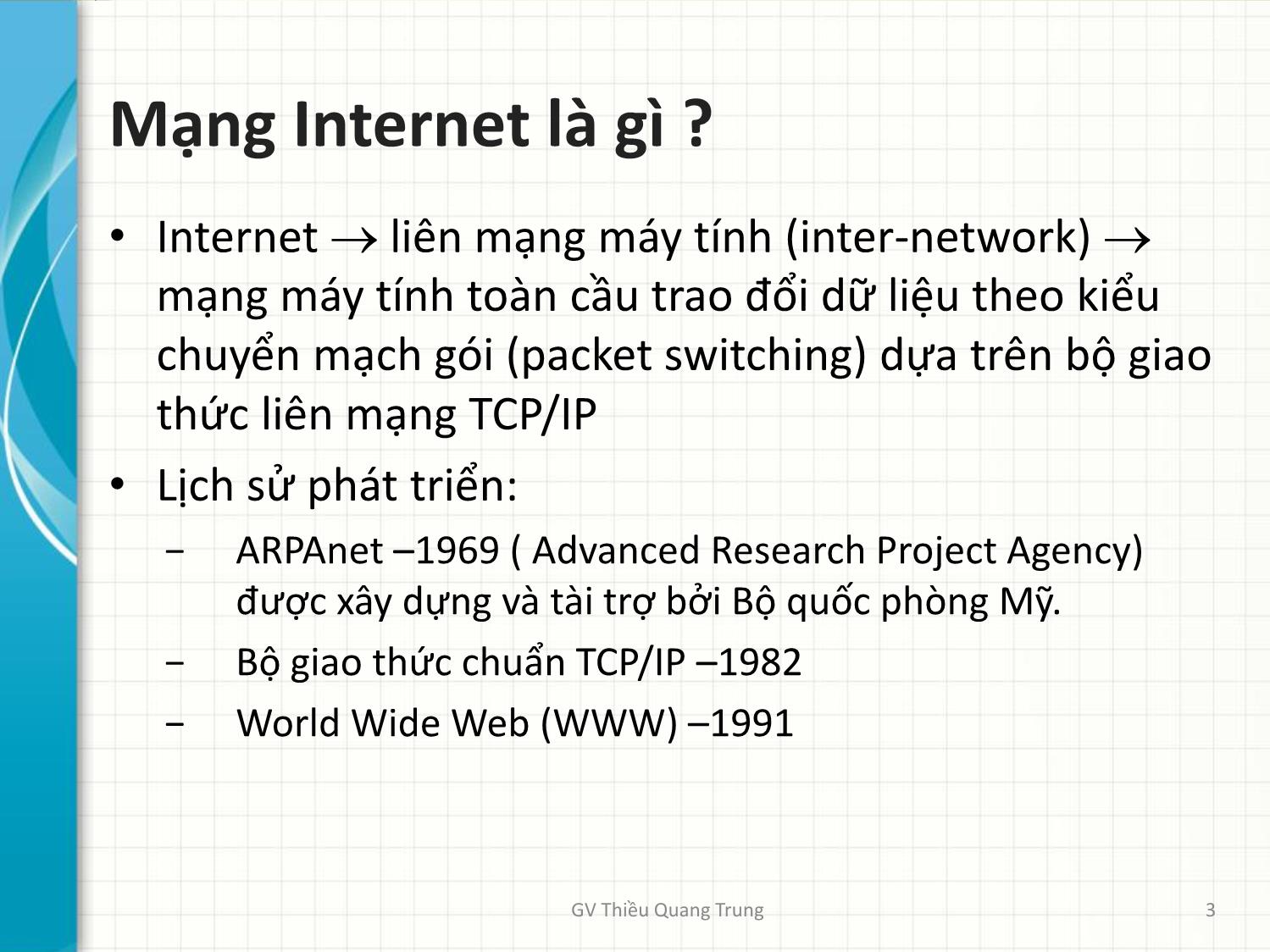 Bài giảng Tin học văn phòng 2 - Bài 2: Internet và sự phát triển - Thiều Quang Trung trang 3