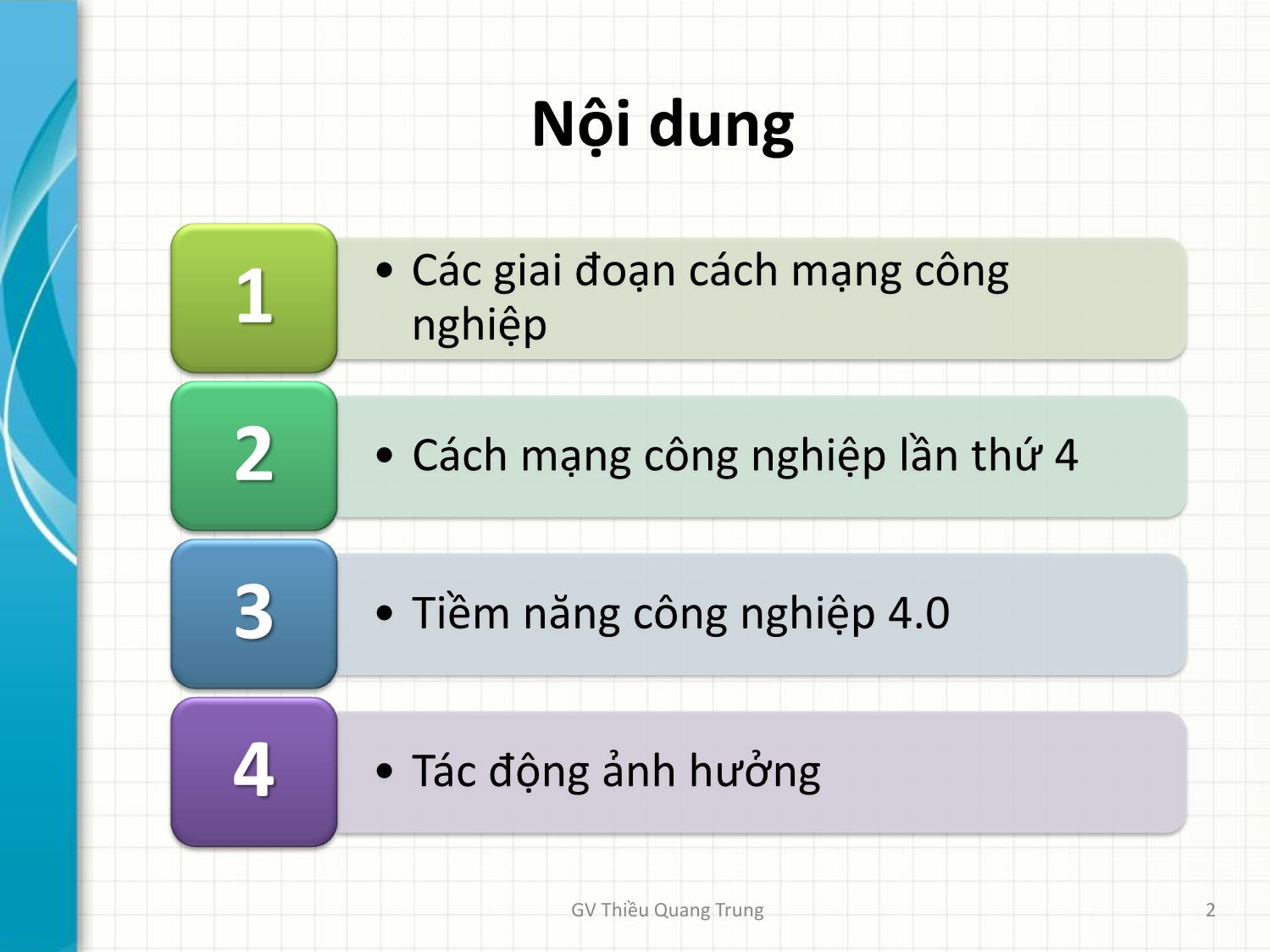 Bài giảng Tin học văn phòng 2 - Bài 3: Cách mạng công nghiệp 4.0 - Thiều Quang Trung trang 2