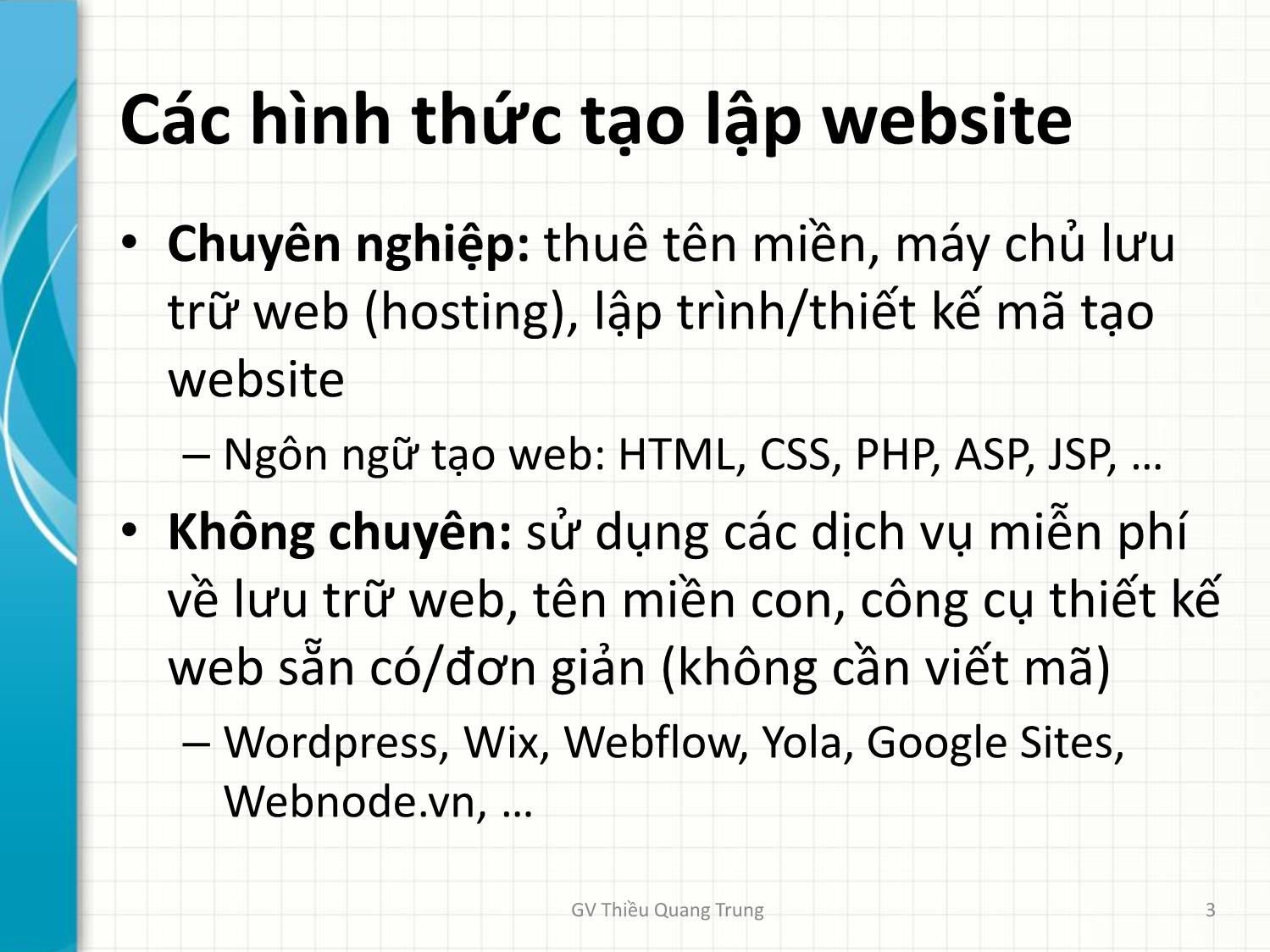 Bài giảng Tin học văn phòng 2 - Bài 5: Thiết kế Website Google Sites - Thiều Quang Trung trang 3