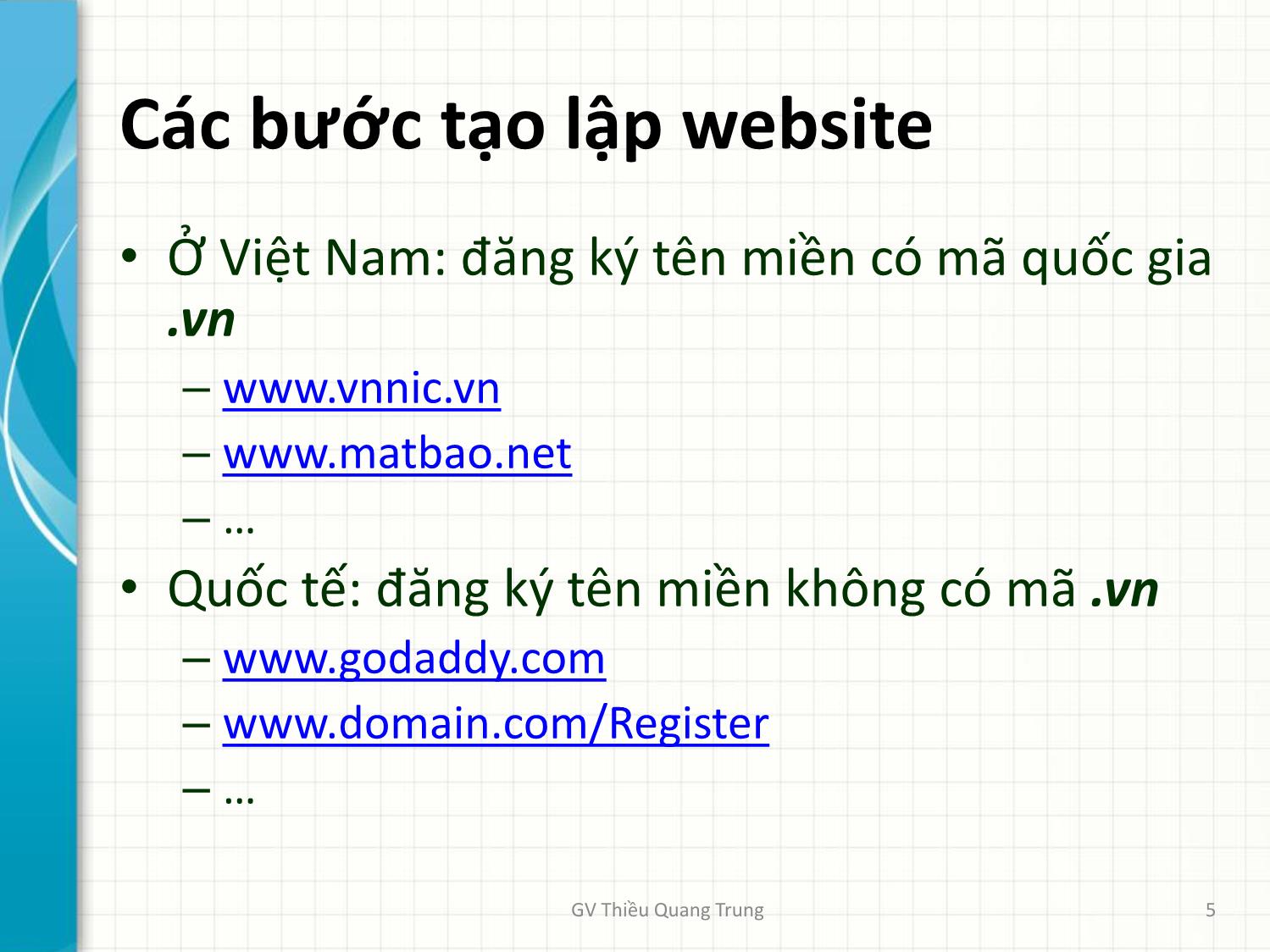 Bài giảng Tin học văn phòng 2 - Bài 5: Thiết kế Website Google Sites - Thiều Quang Trung trang 5