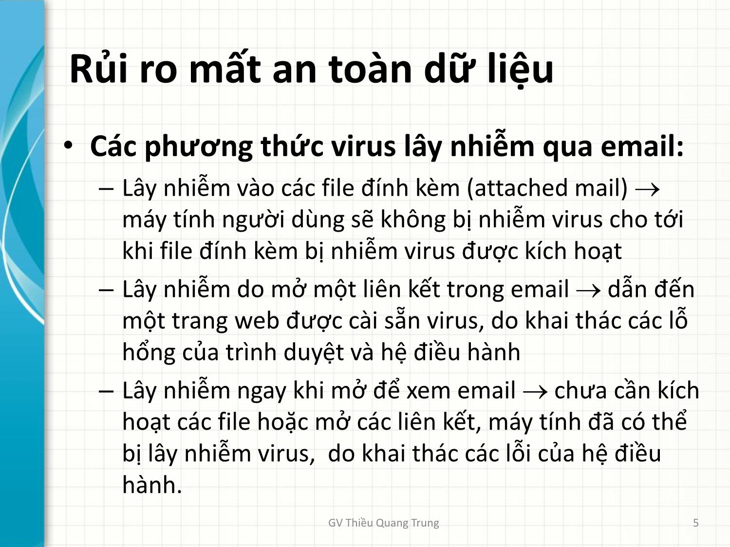 Bài giảng Tin học văn phòng 2 - Bài 7: Bảo vệ dữ liệu máy tính - Thiều Quang Trung trang 5